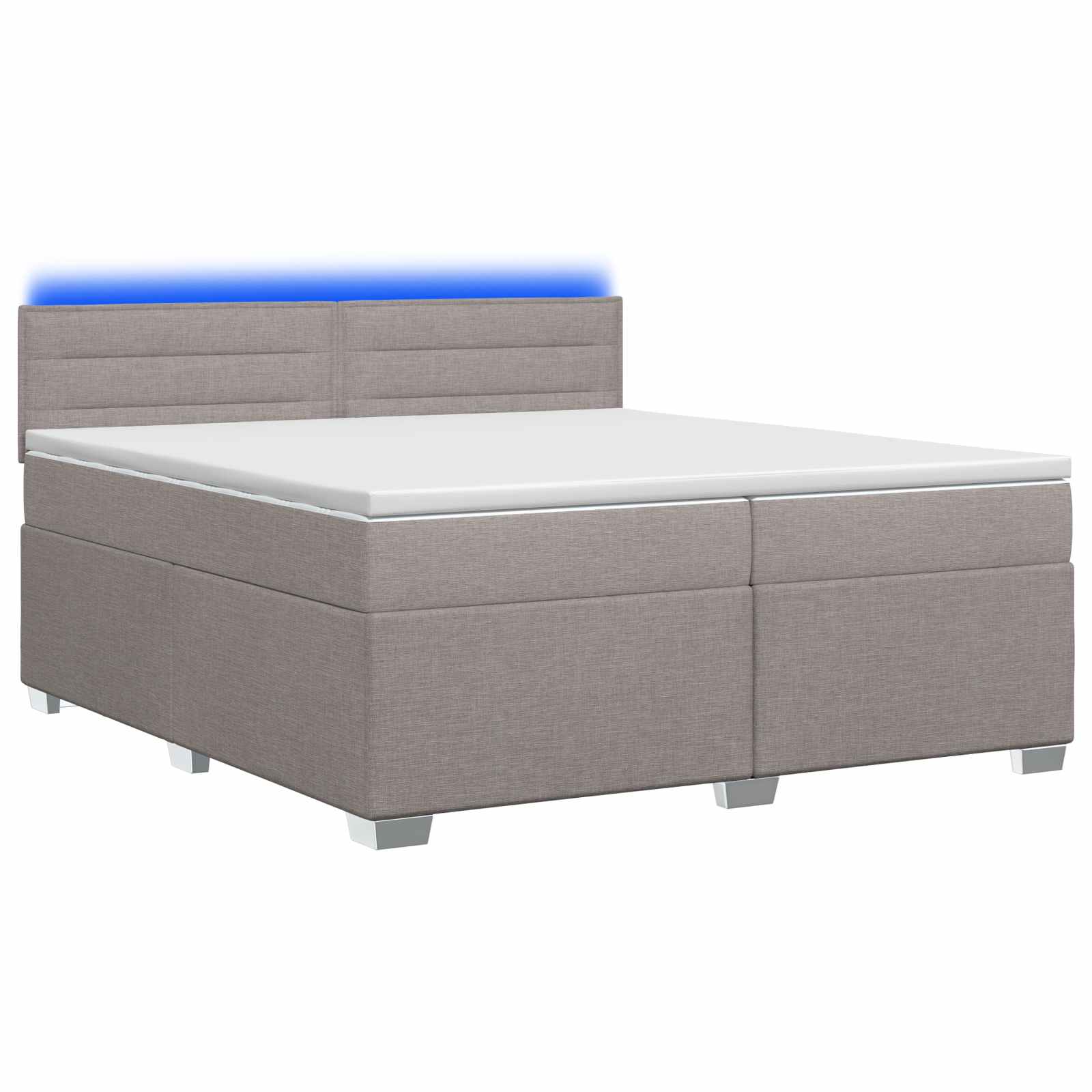Boxspring Bed met Matras en LED Taupe 200 x 200 cm Stof – afbeelding 2