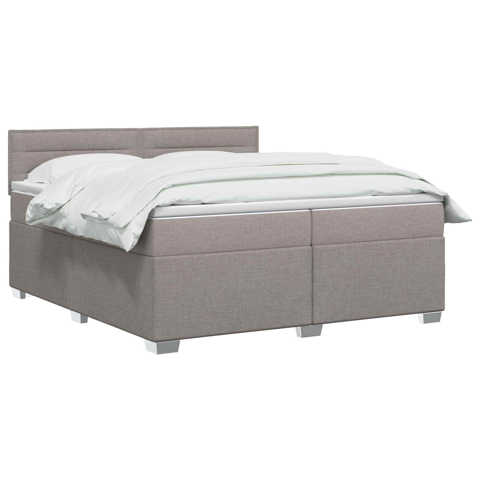 Boxspring Bed met Matras en LED Taupe 200 x 200 cm Stof – afbeelding 3