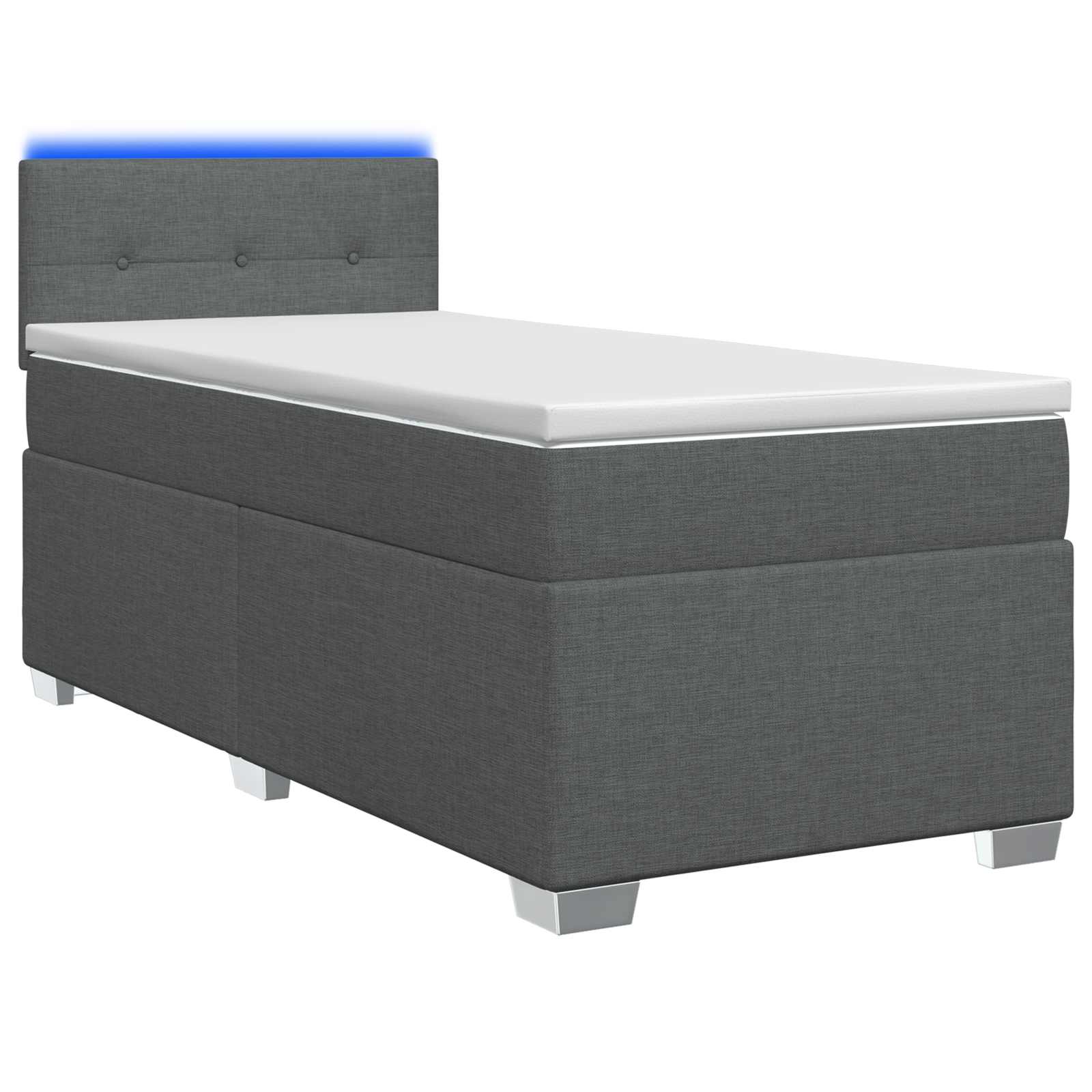 Boxspring Bed met Matras en LED Donkergrijs Enkel Stof