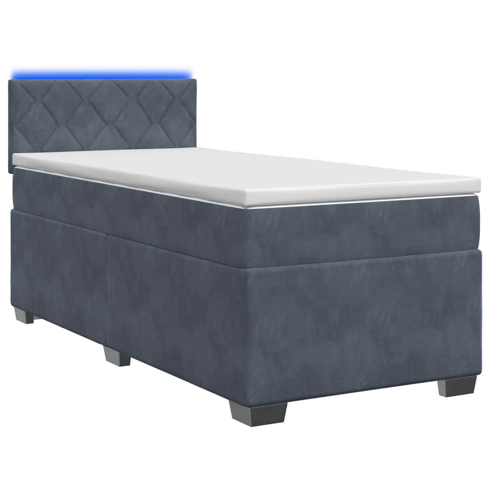 Boxspring Bed met Matras en LED Donkergrijs 80 x 200 cm fluweel – afbeelding 1
