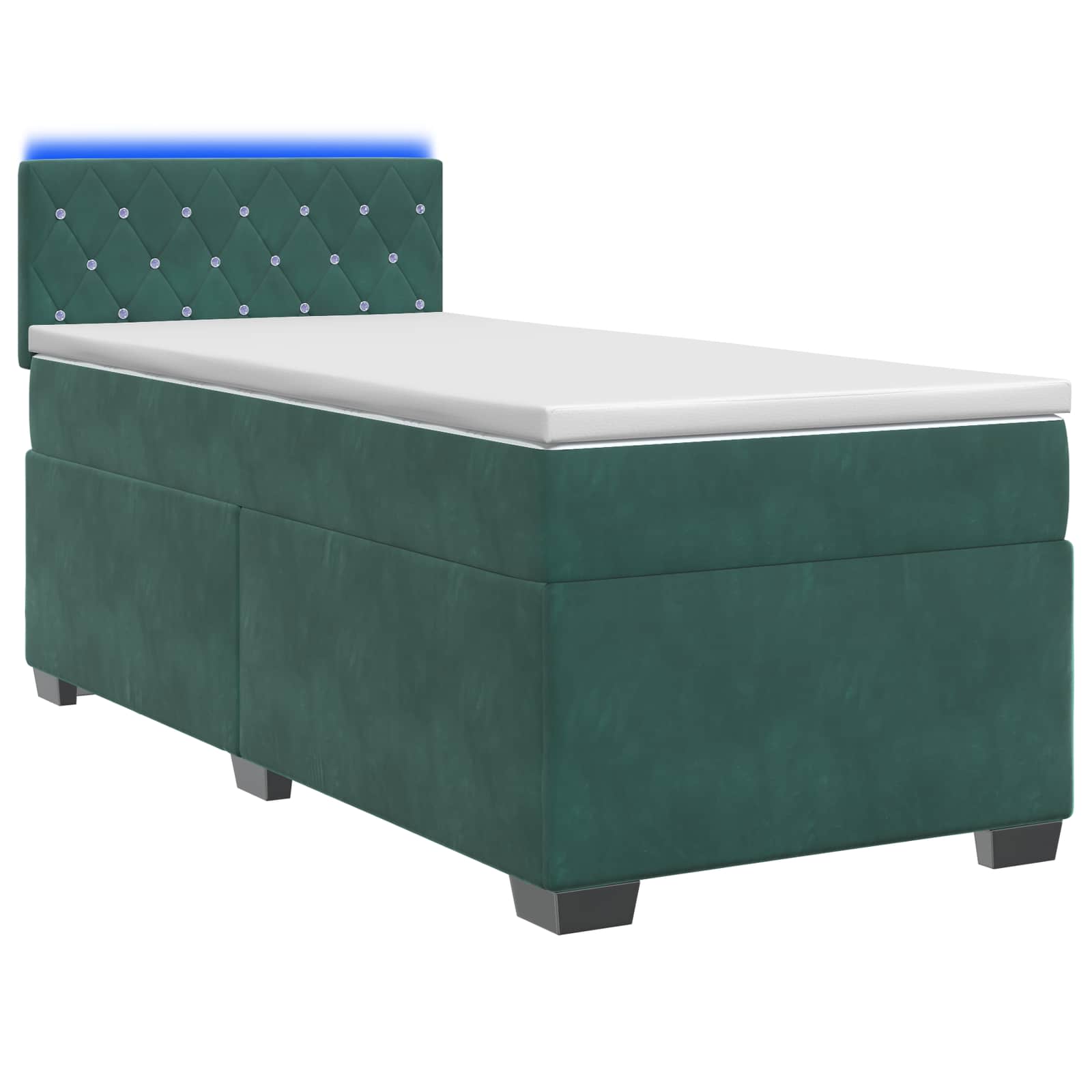 Boxspring Bed met Matras en LED Donkergroen 90 x 190 cm fluweel