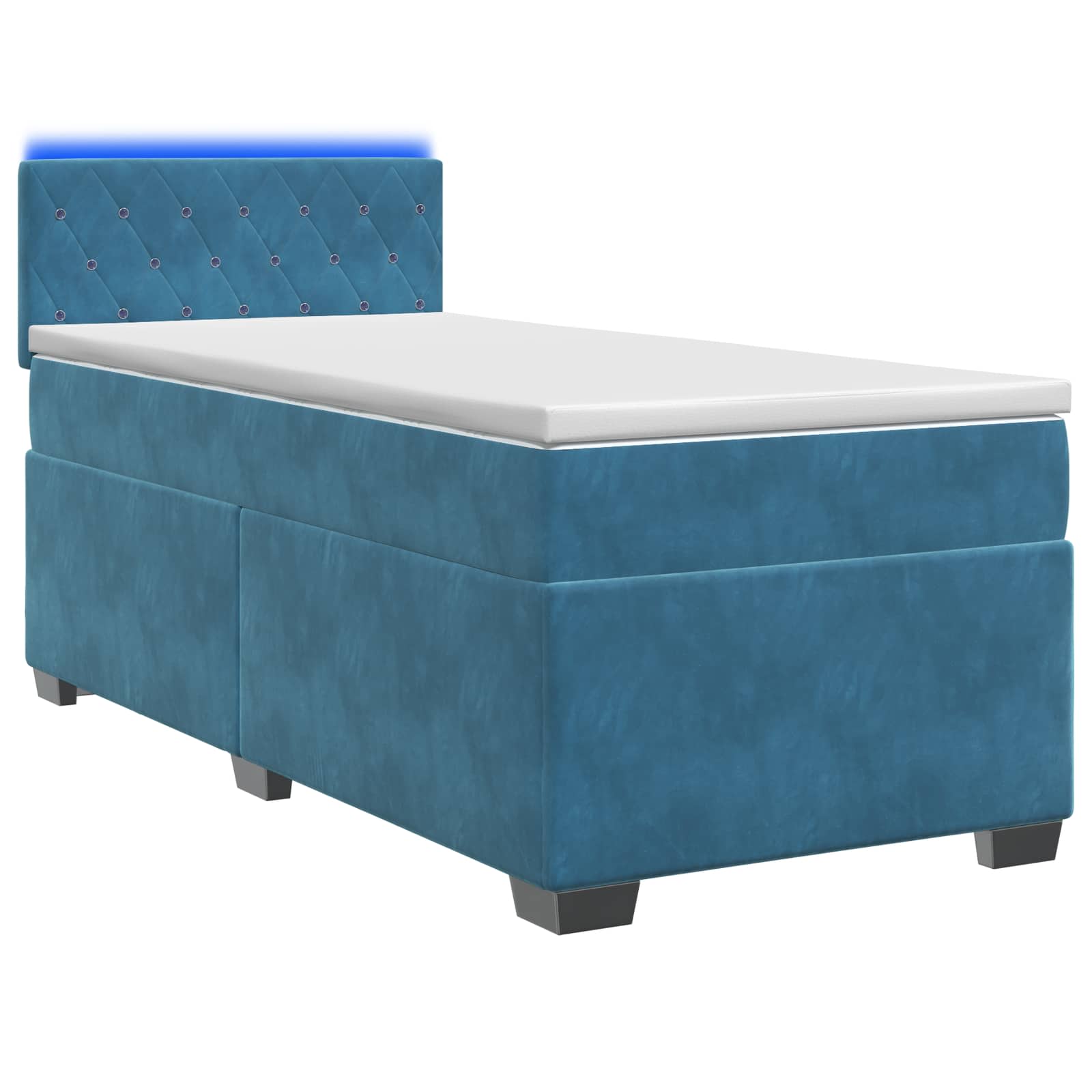 Boxspring Bed met Matras en LED Blauw 90 x 190 cm fluweel