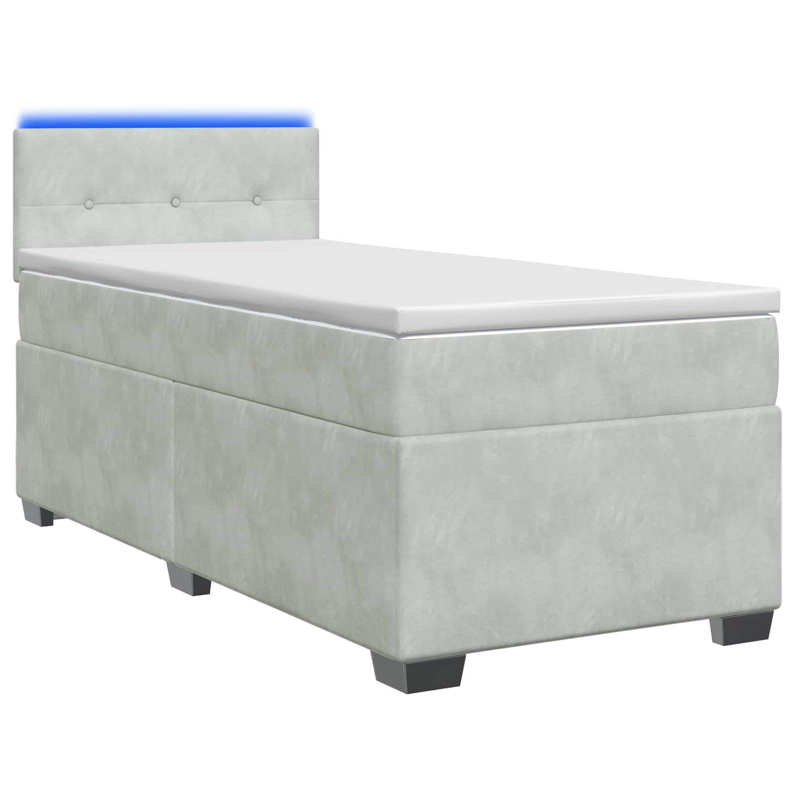 Boxspring Bed met Matras en LED Lichtgrijs 90 x 190 cm fluweel