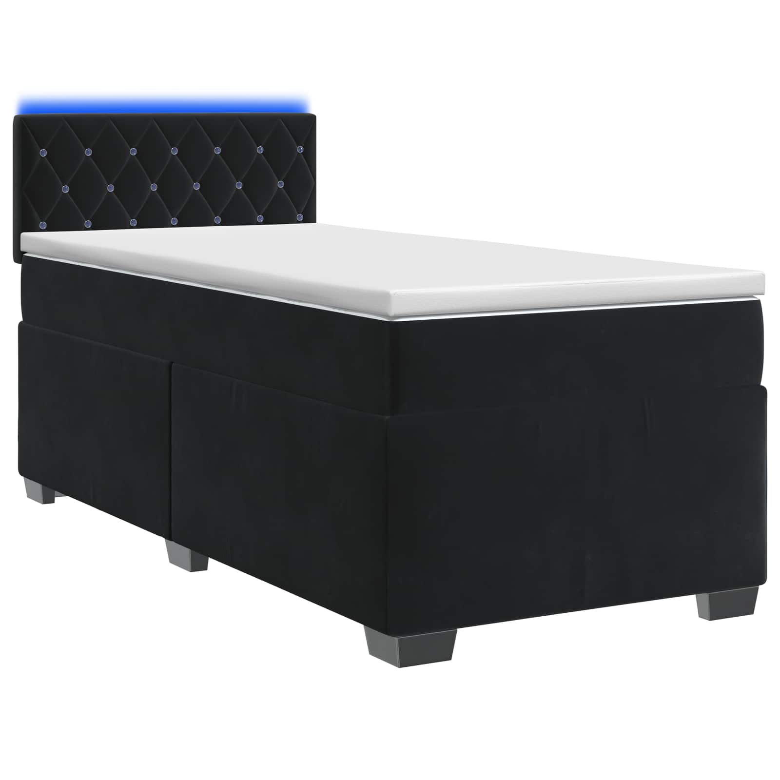 Boxspring Bed met Matras en LED Zwart 90 x 200 cm fluweel