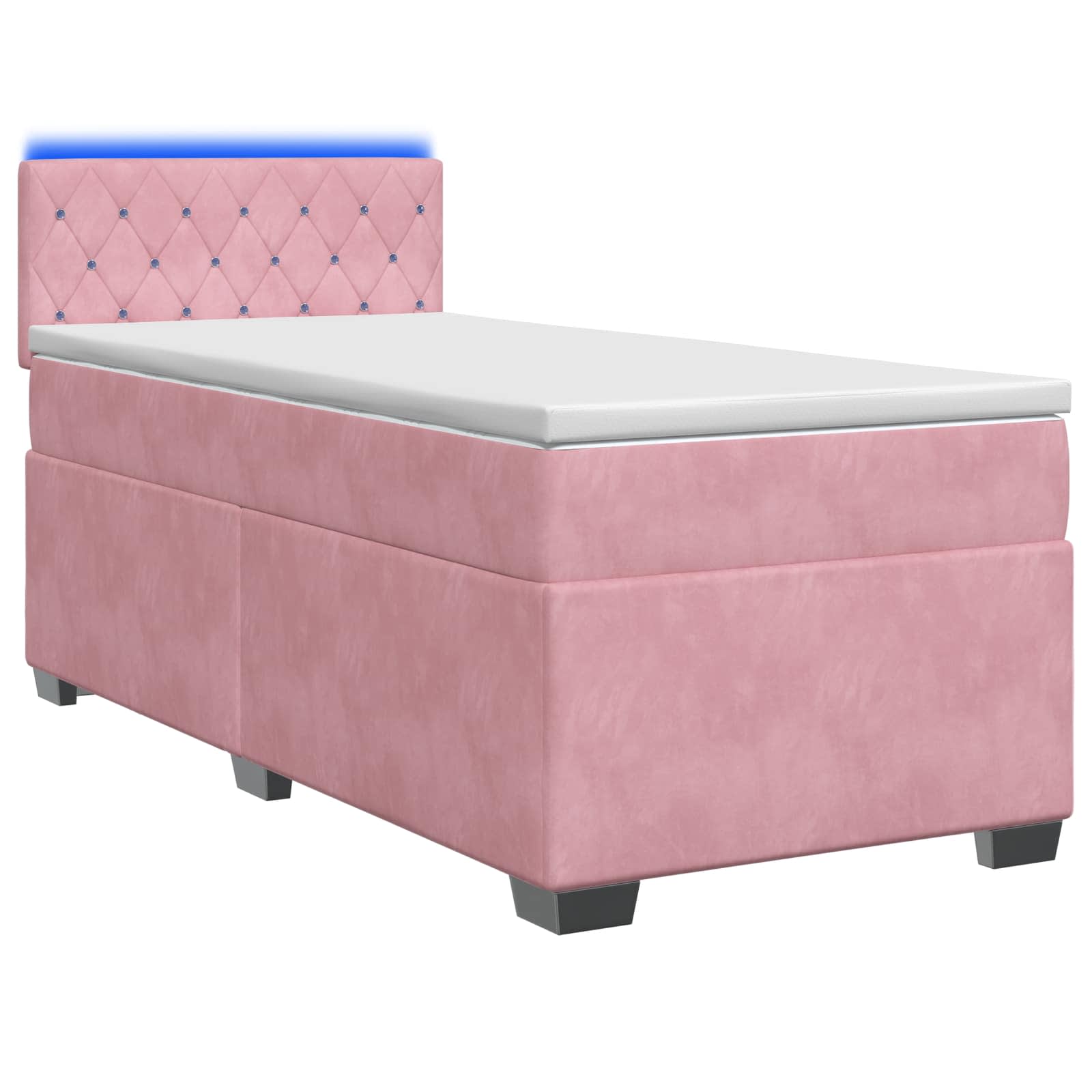 Boxspring Bed met Matras en LED Roze 90 x 200 cm fluweel