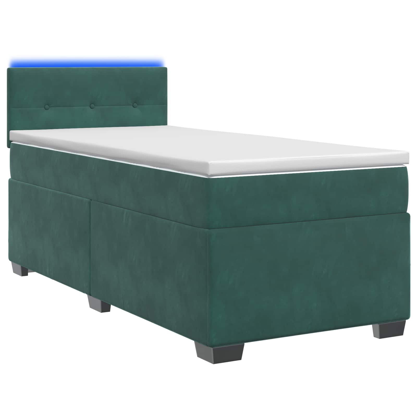 Boxspring Bed met Matras en LED Donkergroen 90 x 200 cm fluweel