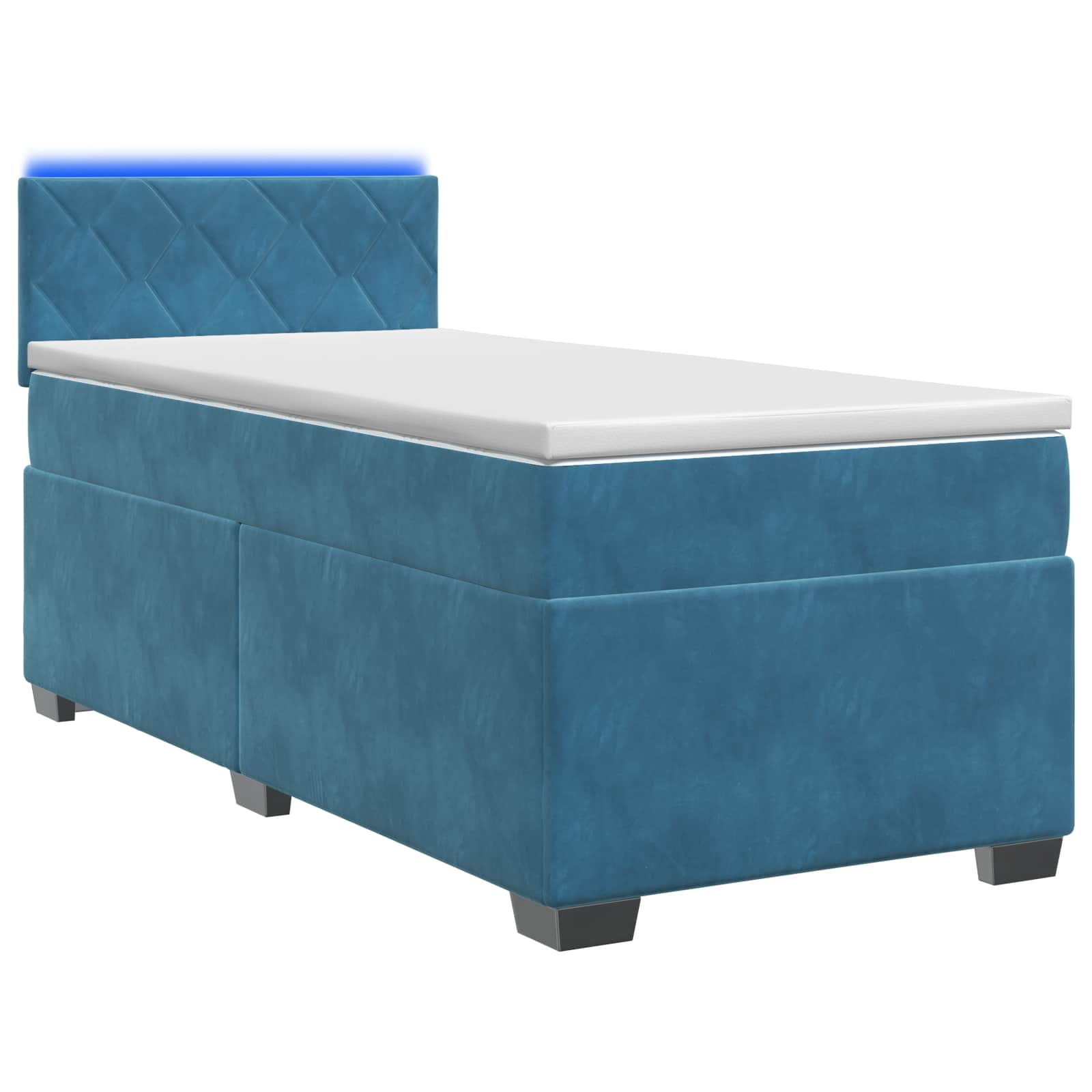 Boxspring Bed met Matras en LED Blauw 90 x 200 cm fluweel