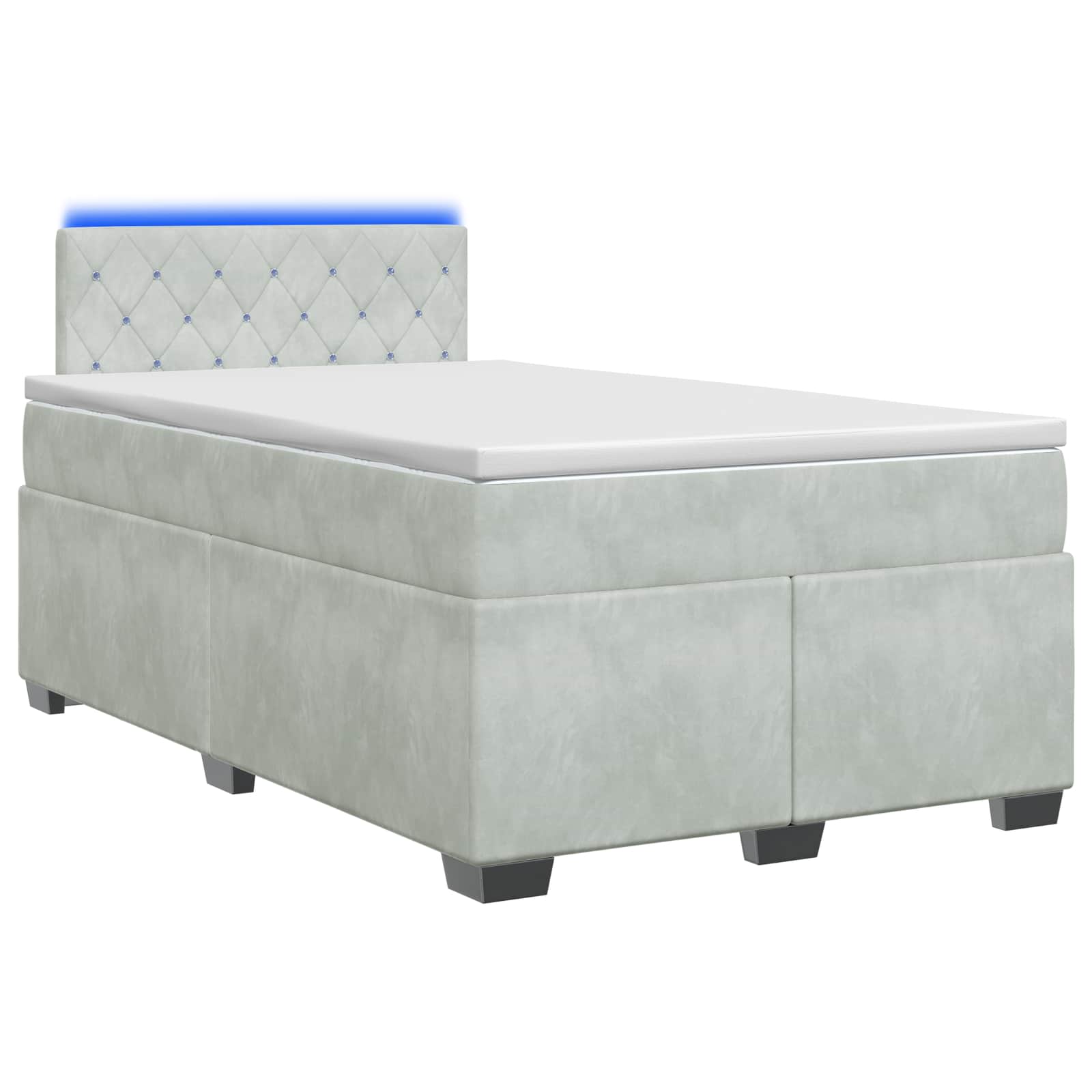 Boxspring Bed met Matras en LED Lichtgrijs 120 x 190 cm fluweel – afbeelding 1