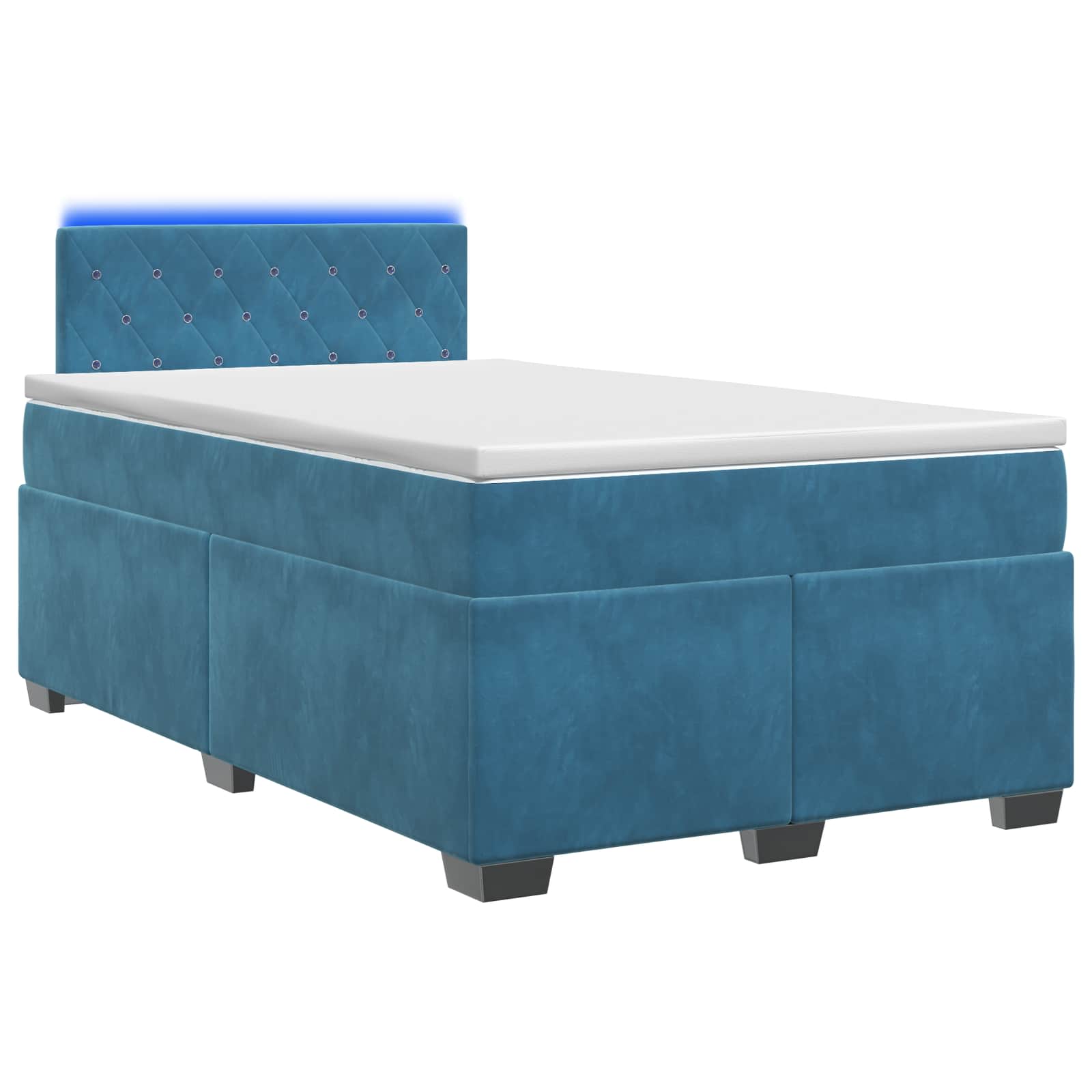 Boxspring Bed met Matras en LED Blauw 120 x 190 cm fluweel – afbeelding 1