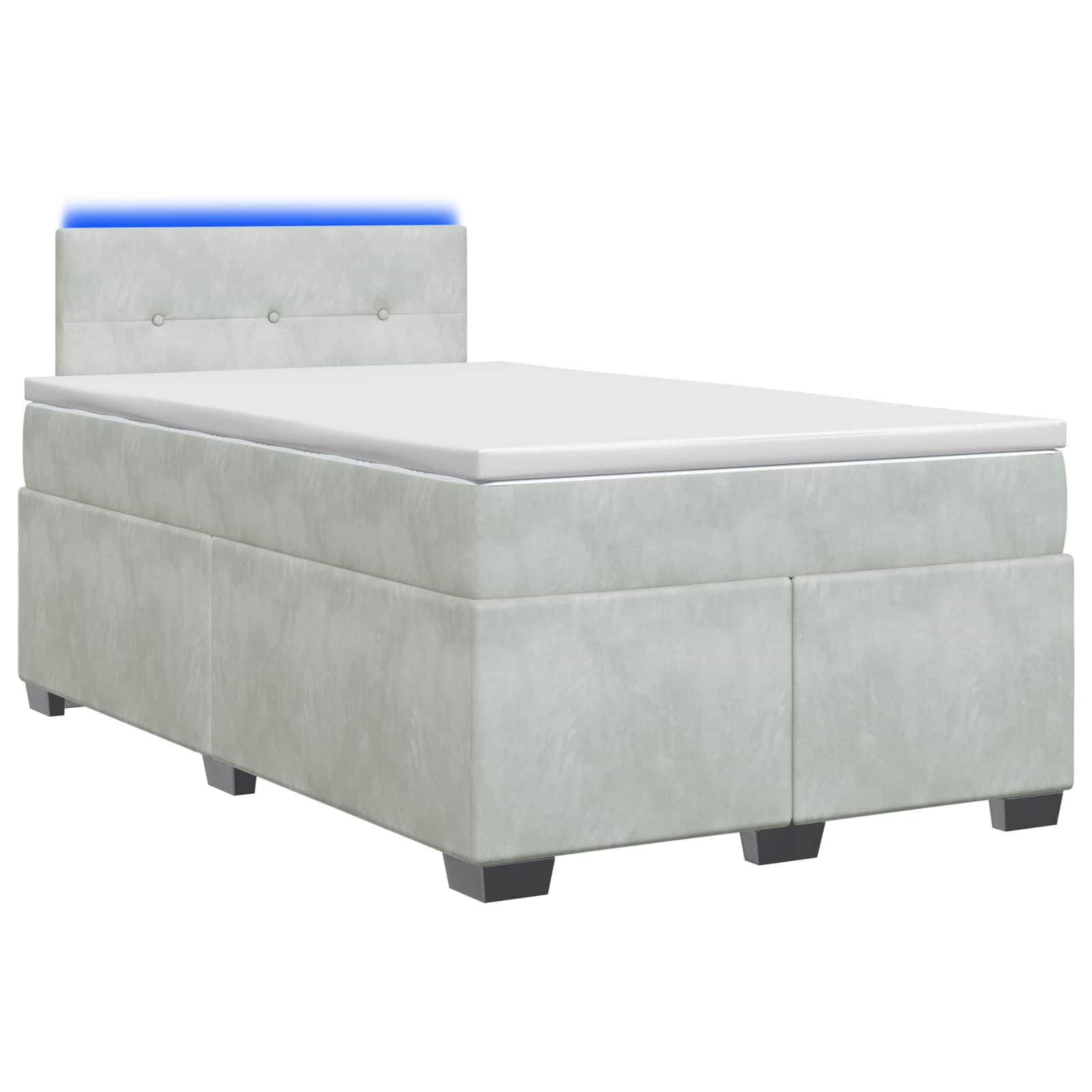 Boxspring Bed met Matras en LED Lichtgrijs 120 x 190 cm fluweel – afbeelding 1