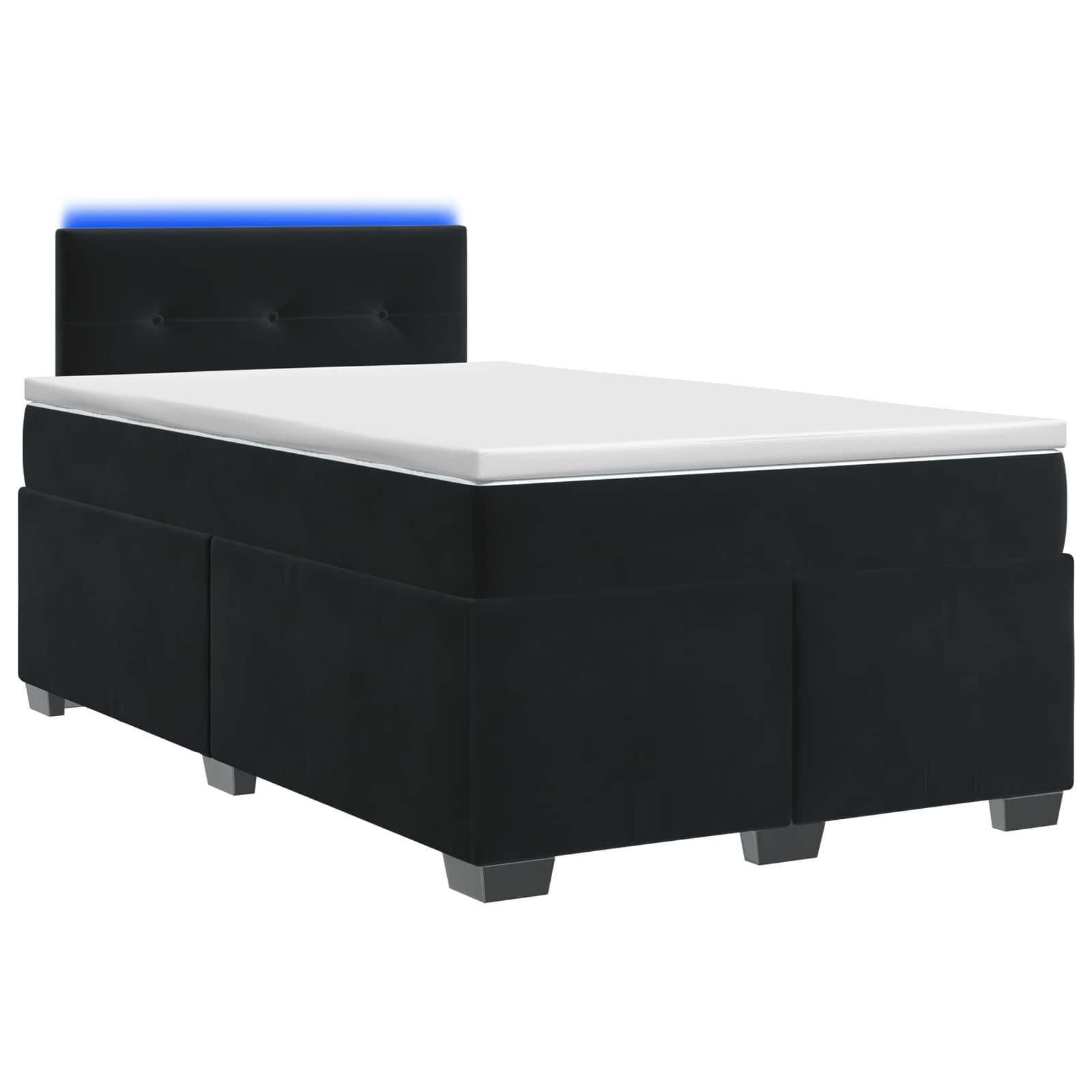 Boxspring Bed met Matras en LED Zwart 120 x 190 cm fluweel – afbeelding 1