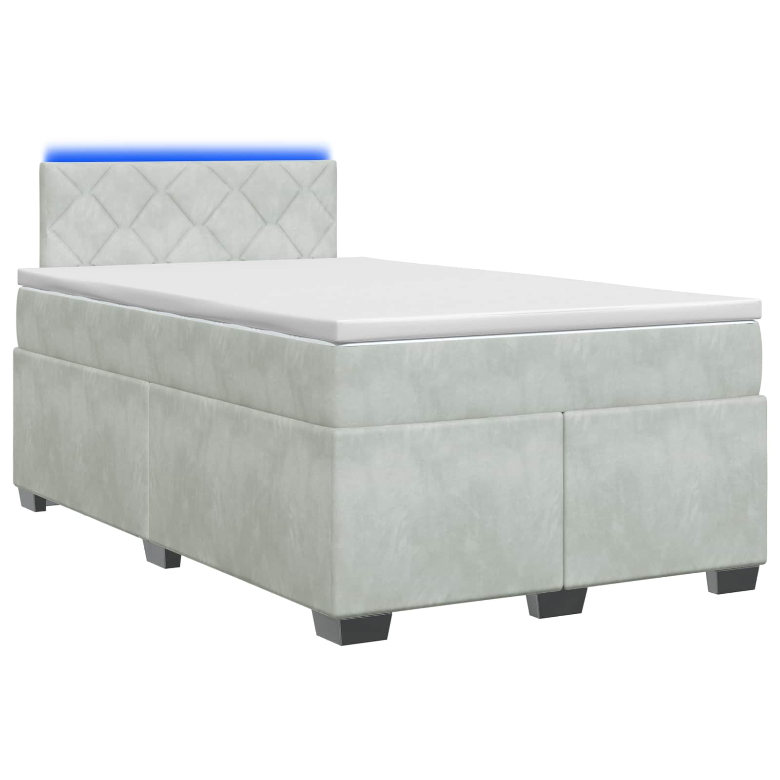 Boxspring Bed met Matras en LED Lichtgrijs 120 x 200 cm fluweel