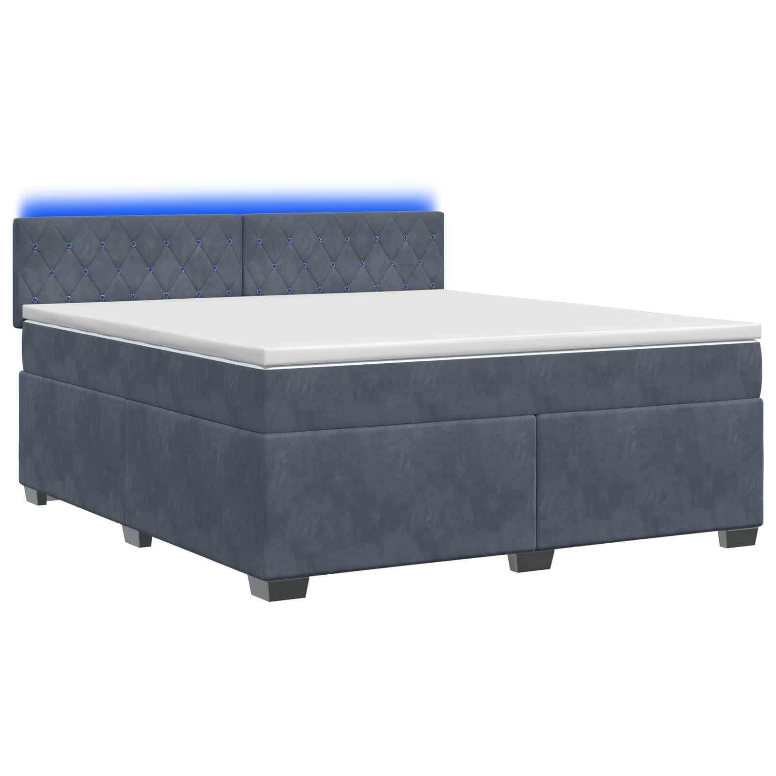 Boxspring Bed met Matras en LED Donkergrijs 140 x 190 cm – afbeelding 2