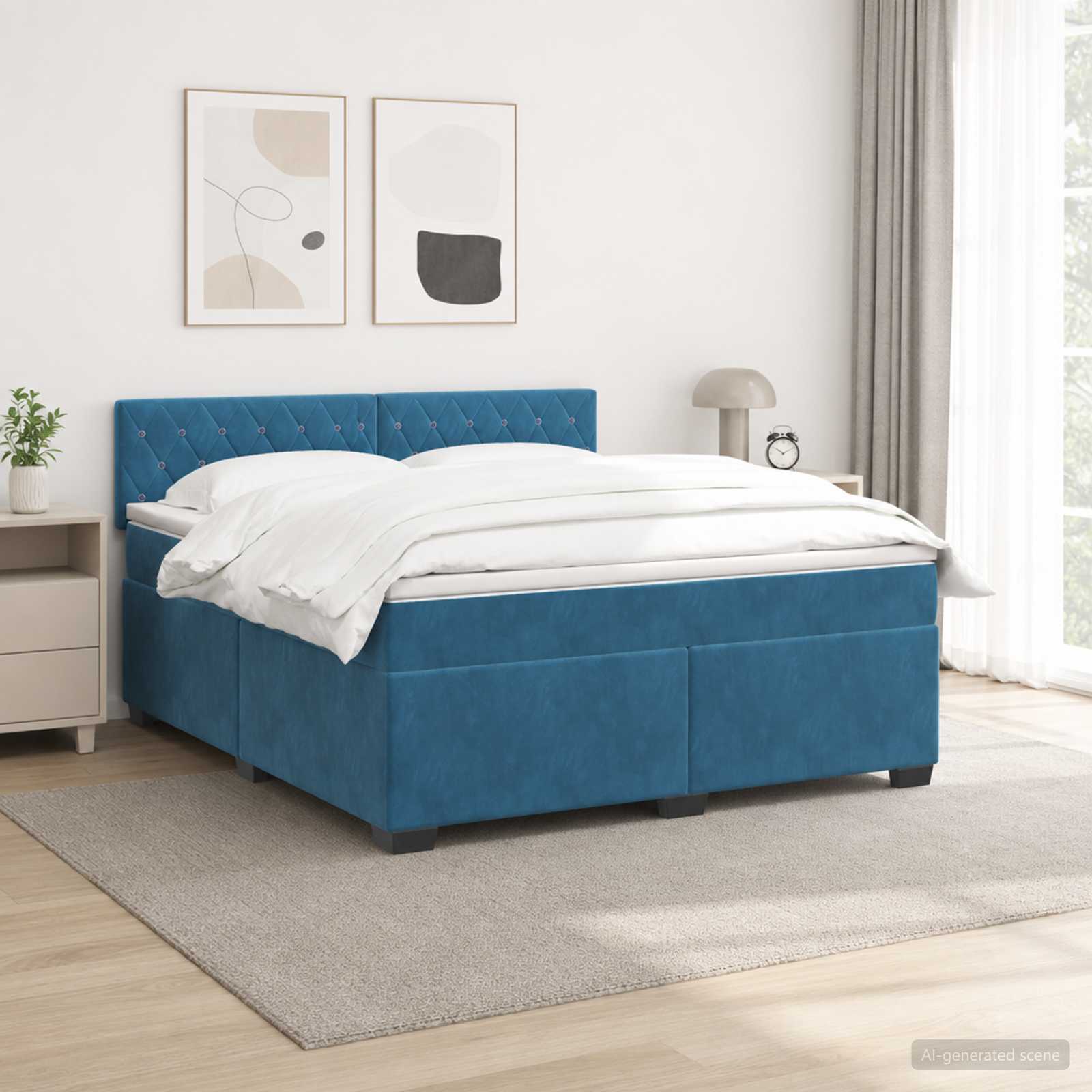 Boxspring Bed met Matras en LED Blauw 140 x 190 cm fluweel