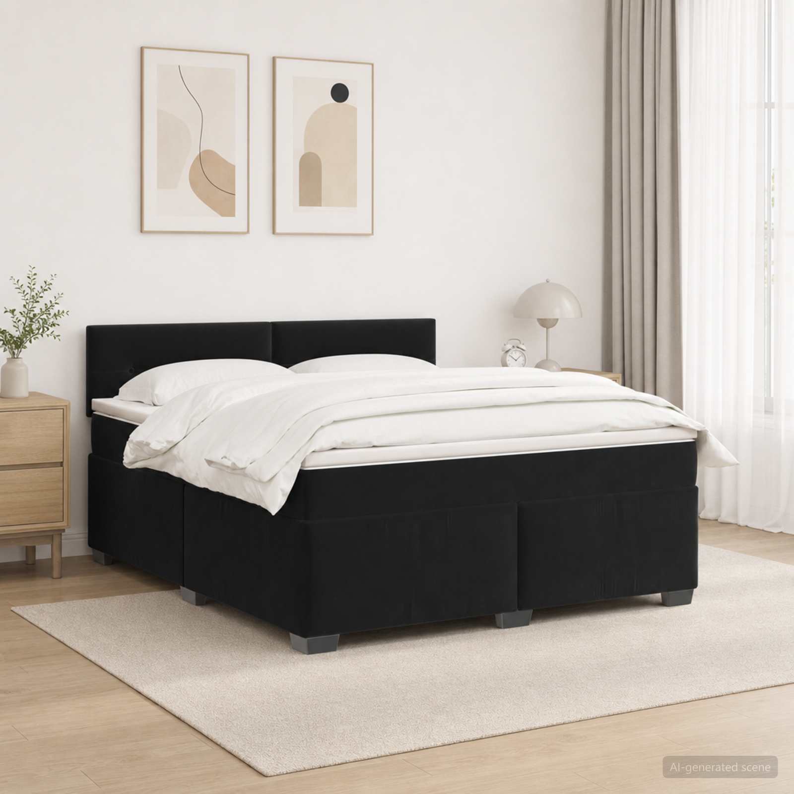 Boxspring Bed met Matras en LED Zwart 140 x 190 cm fluweel
