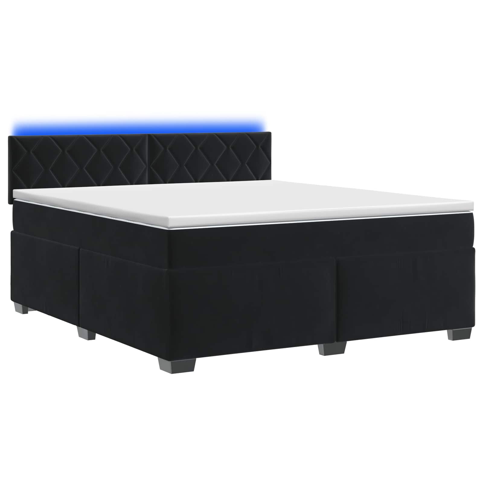 Boxspring Bed met Matras en LED Zwart 140 x 190 cm fluweel