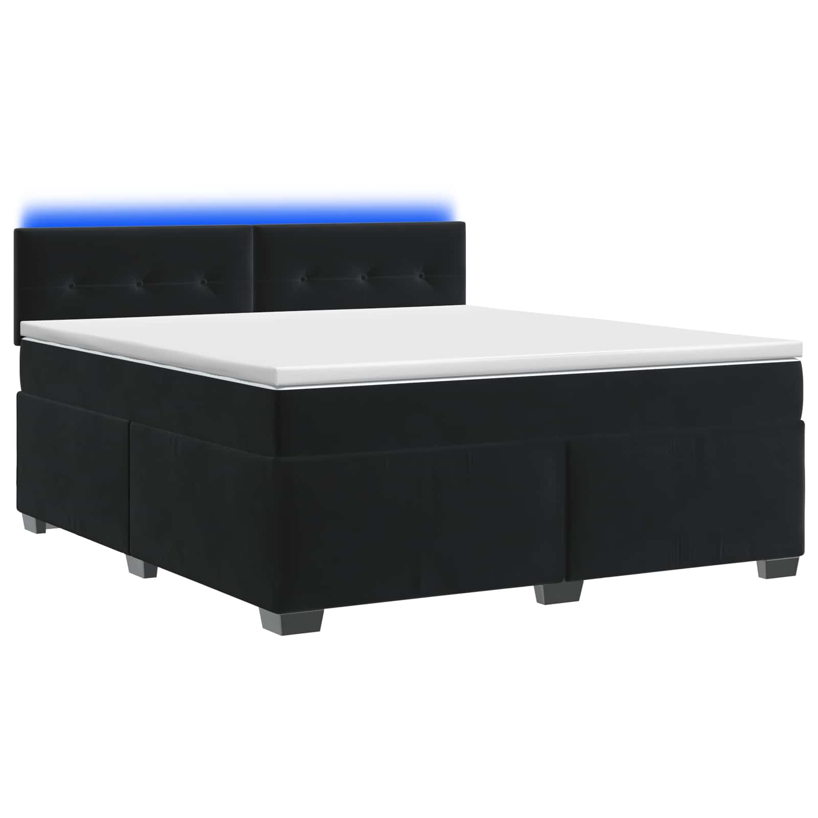 Boxspring Bed met Matras en LED Zwart 160 x 200 cm fluweel – afbeelding 2