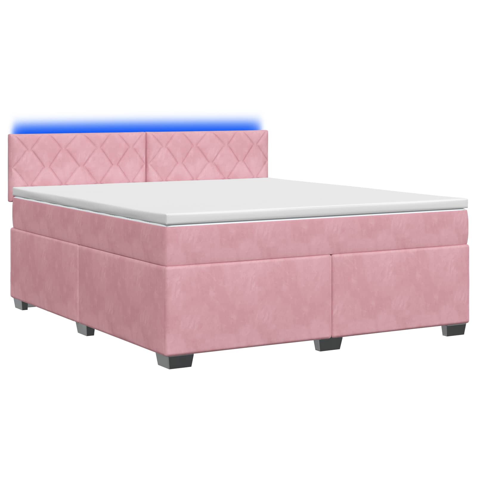 Boxspring Bed met Matras en LED Roze 160 x 200 cm fluweel – afbeelding 2