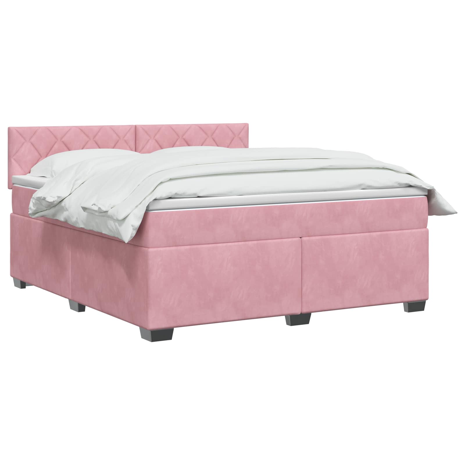 Boxspring Bed met Matras en LED Roze 160 x 200 cm fluweel – afbeelding 3