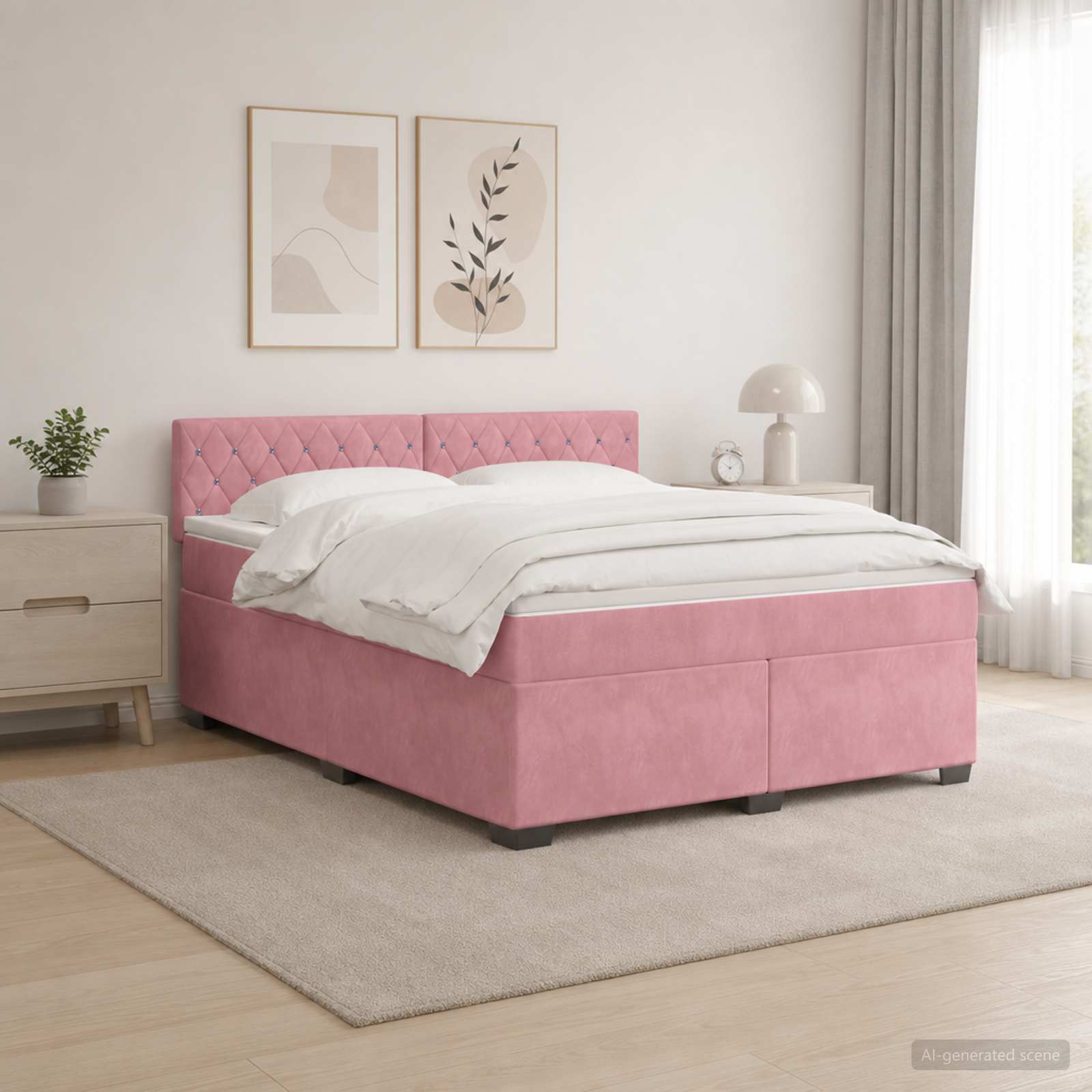 Boxspring Bed met Matras en LED Roze 180 x 200 cm fluweel