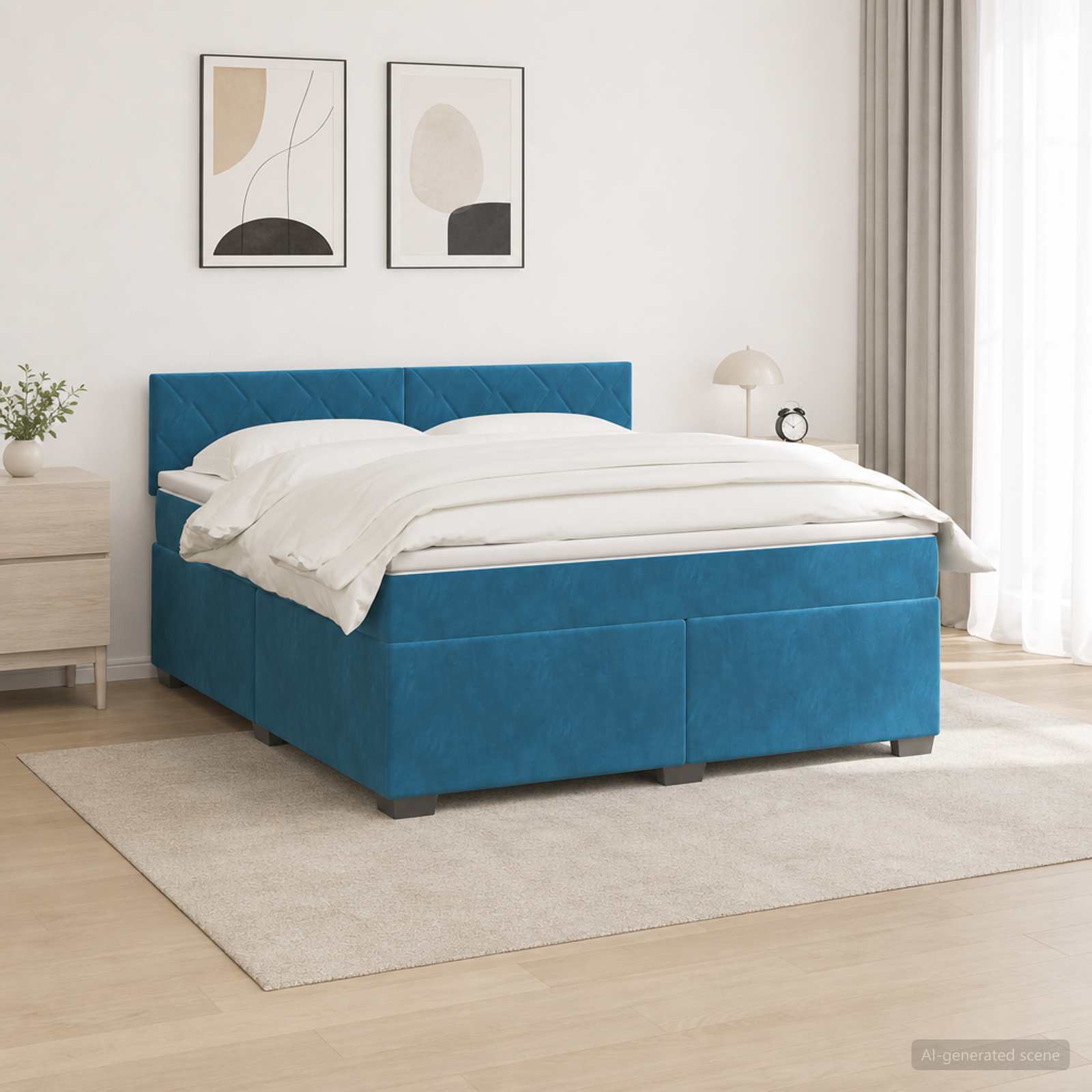 Boxspring Bed met Matras en LED Blauw 180 x 200 cm fluweel