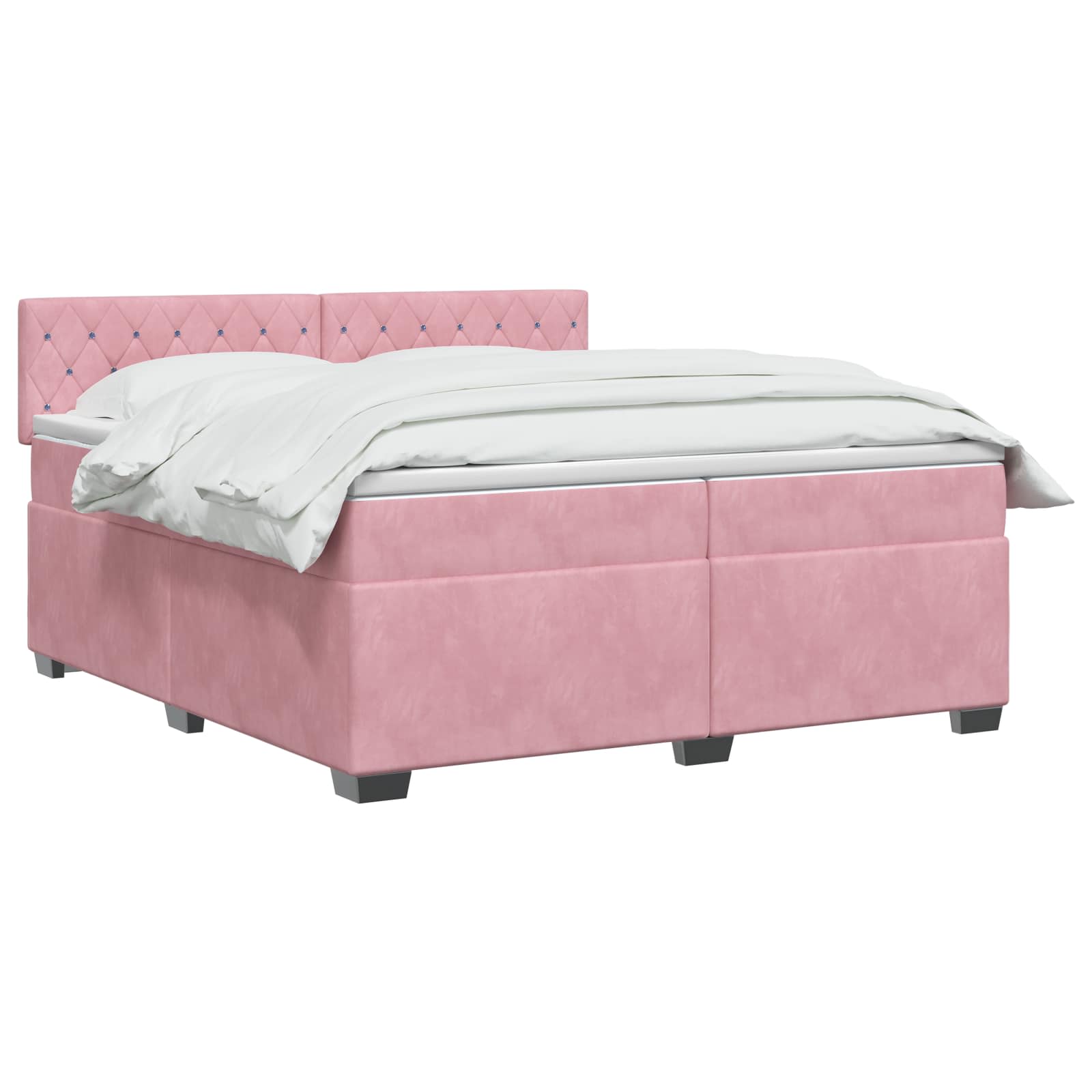 Boxspring Bed met Matras en LED Roze 200 x 200 cm fluweel – afbeelding 3