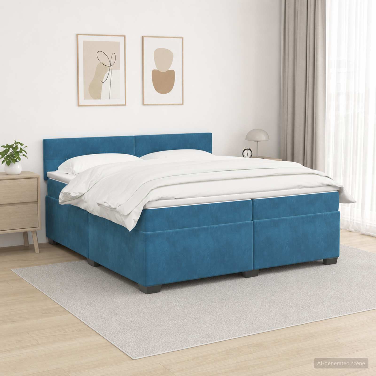 Boxspring Bed met Matras en LED Blauw 200 x 200 cm fluweel