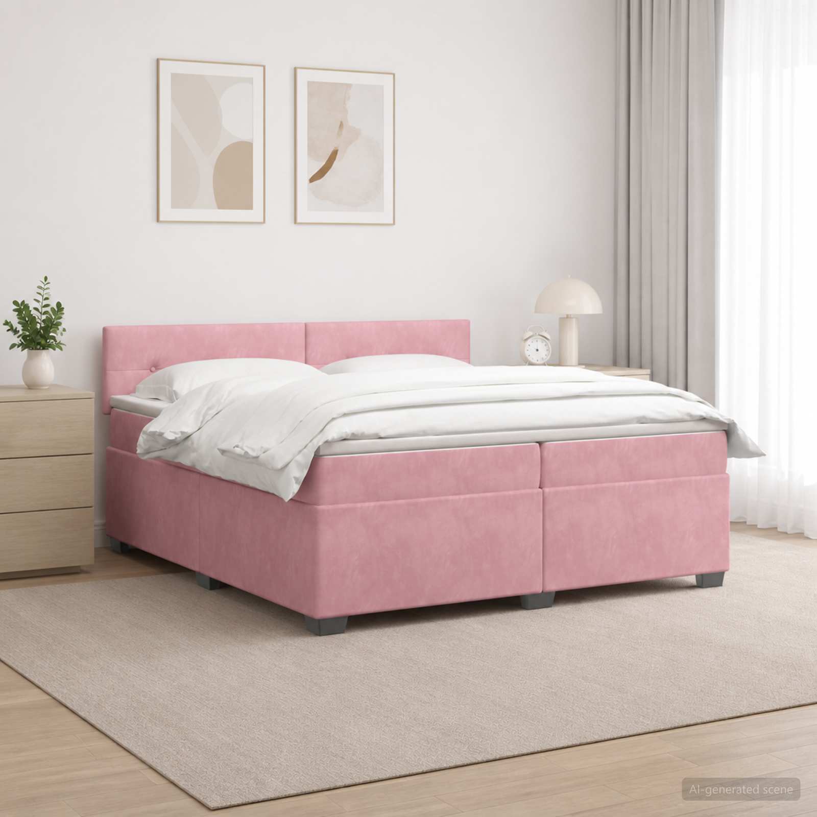 Boxspring Bed met Matras en LED Roze 200 x 200 cm fluweel