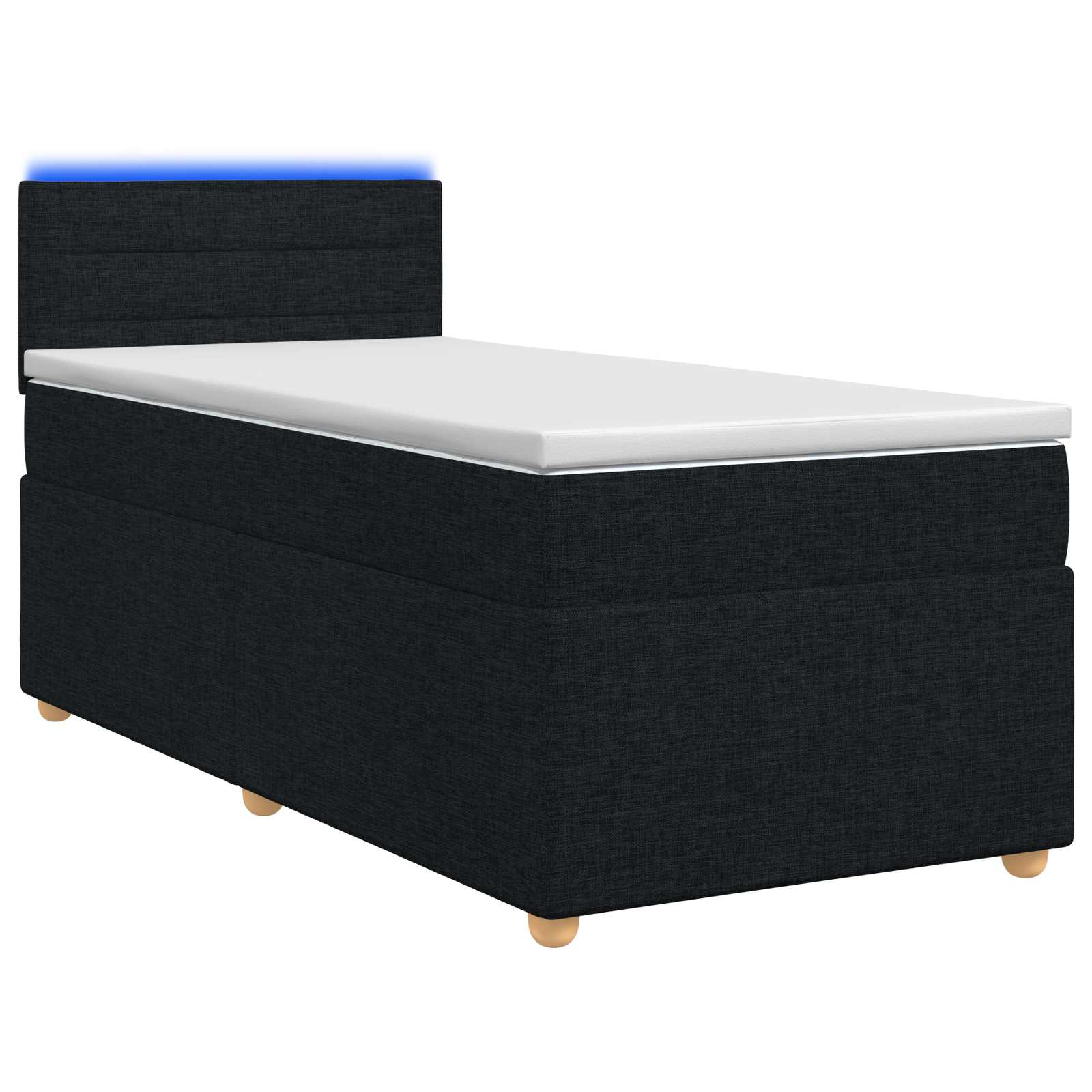 Boxspringbed met matras met hoofdeinde Zwart 90 x 190 cm Stof – afbeelding 1
