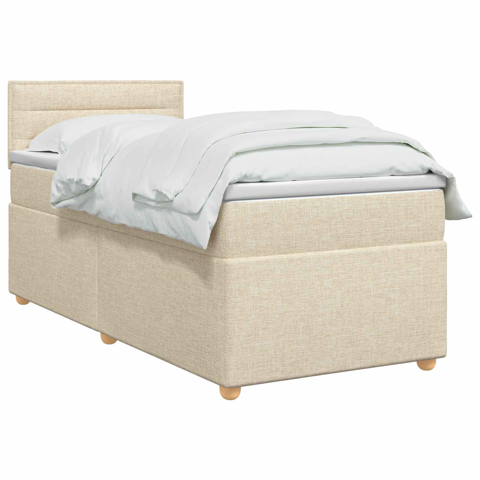 Boxspringbed met matras Crèmekleurig 90 x 190 cm Stof – afbeelding 2