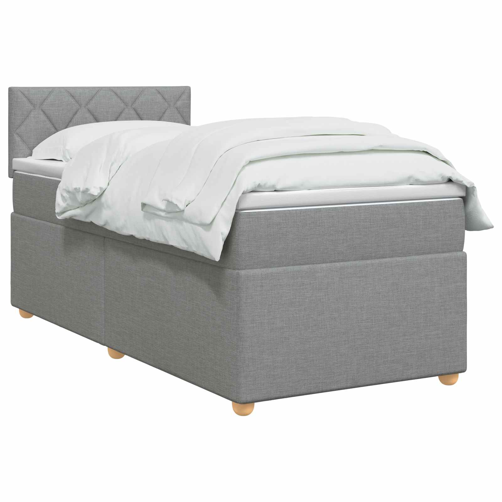 Boxspringbed met matras Lichtgrijs 90 x 200 cm Stof – afbeelding 2