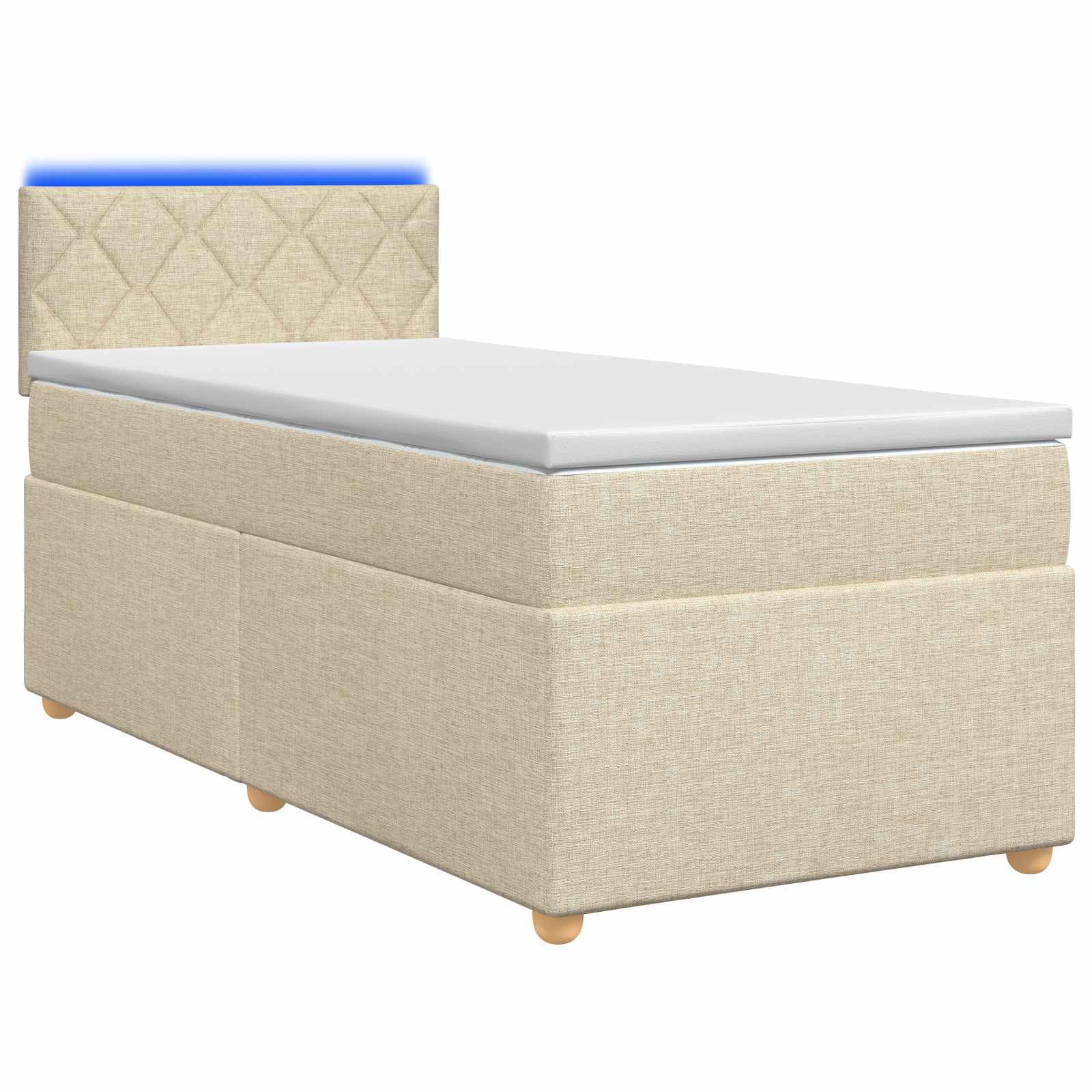 Boxspringbed met matras Crèmekleurig 90 x 200 cm Stof