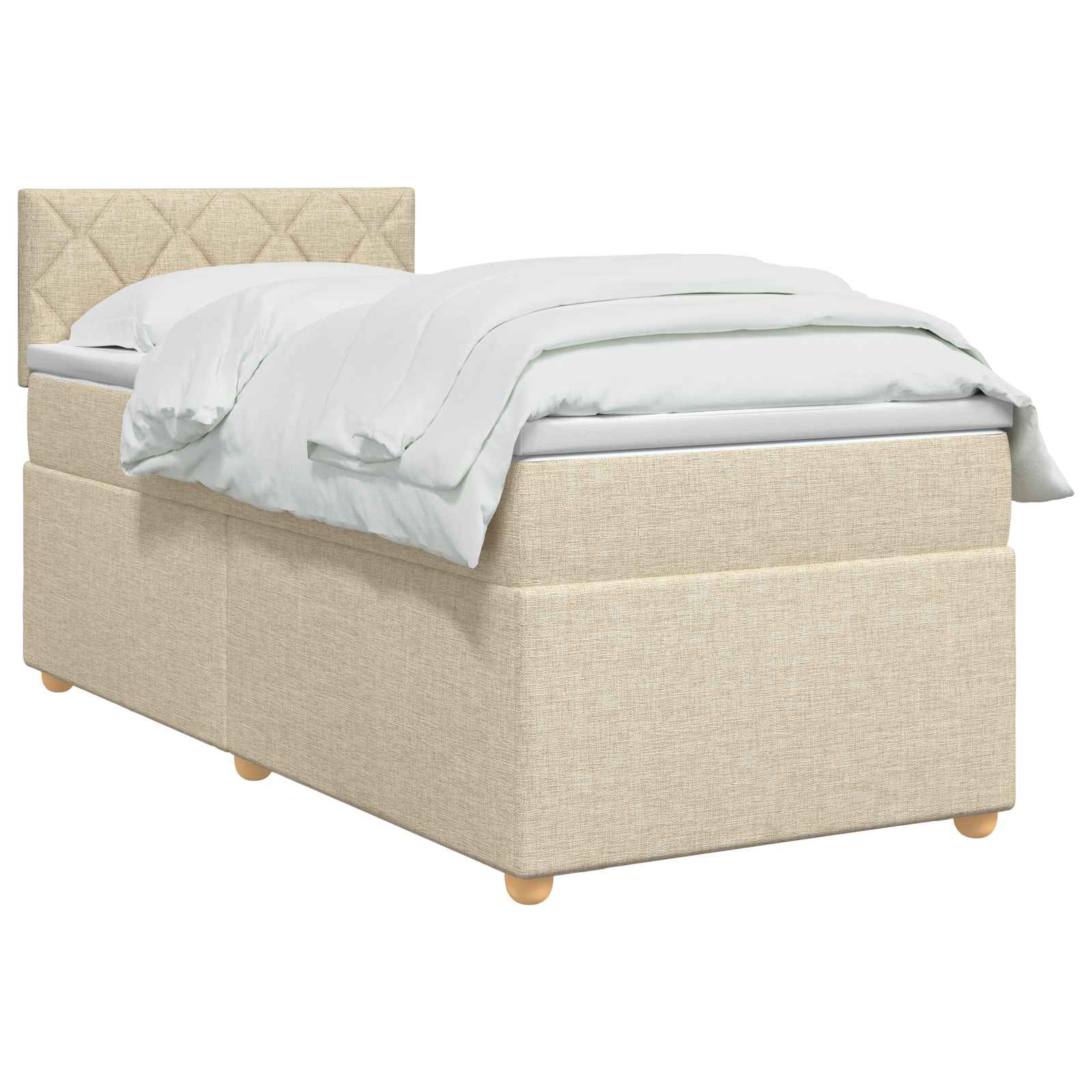 Boxspringbed met matras Crèmekleurig 90 x 200 cm Stof – afbeelding 2
