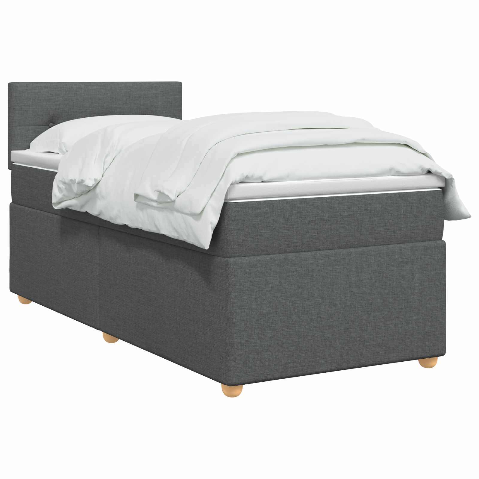 Boxspringbed met matras Donkergrijs 100 x 200 cm Stof – afbeelding 2