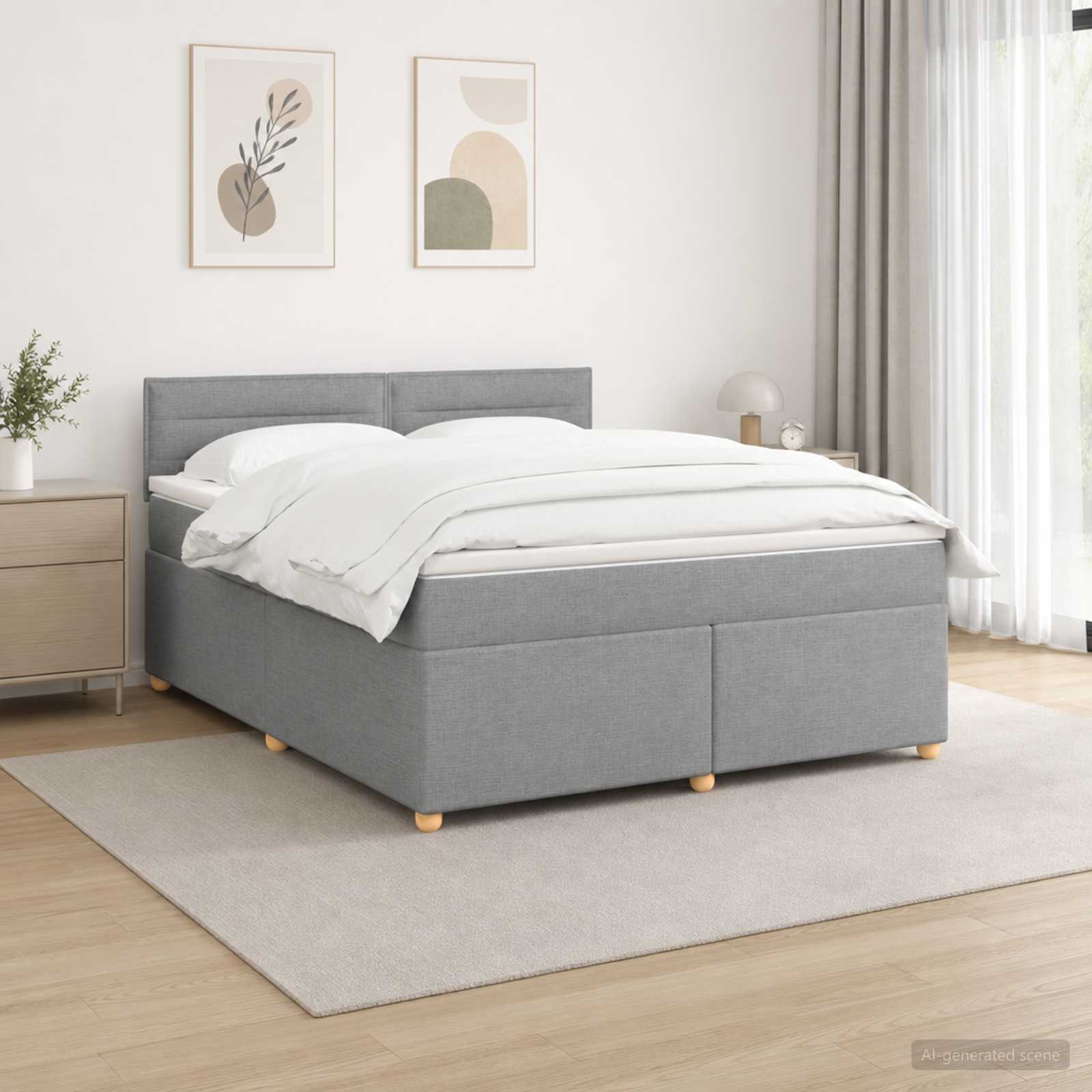 Boxspringbed met matras Lichtgrijs 140 x 200 cm Stof