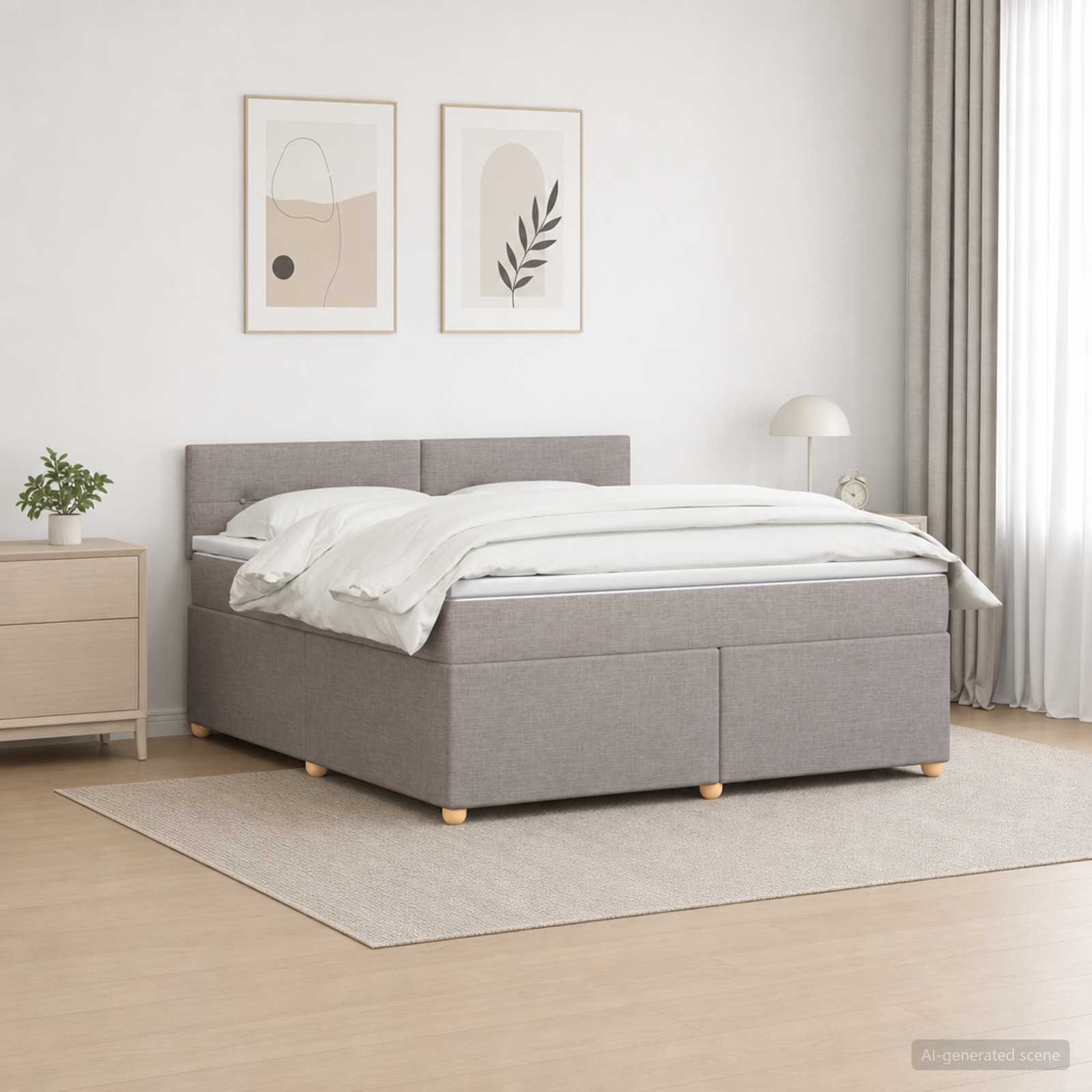 Boxspringbed met matras met hoofdeinde Taupe 160 x 200 cm Stof