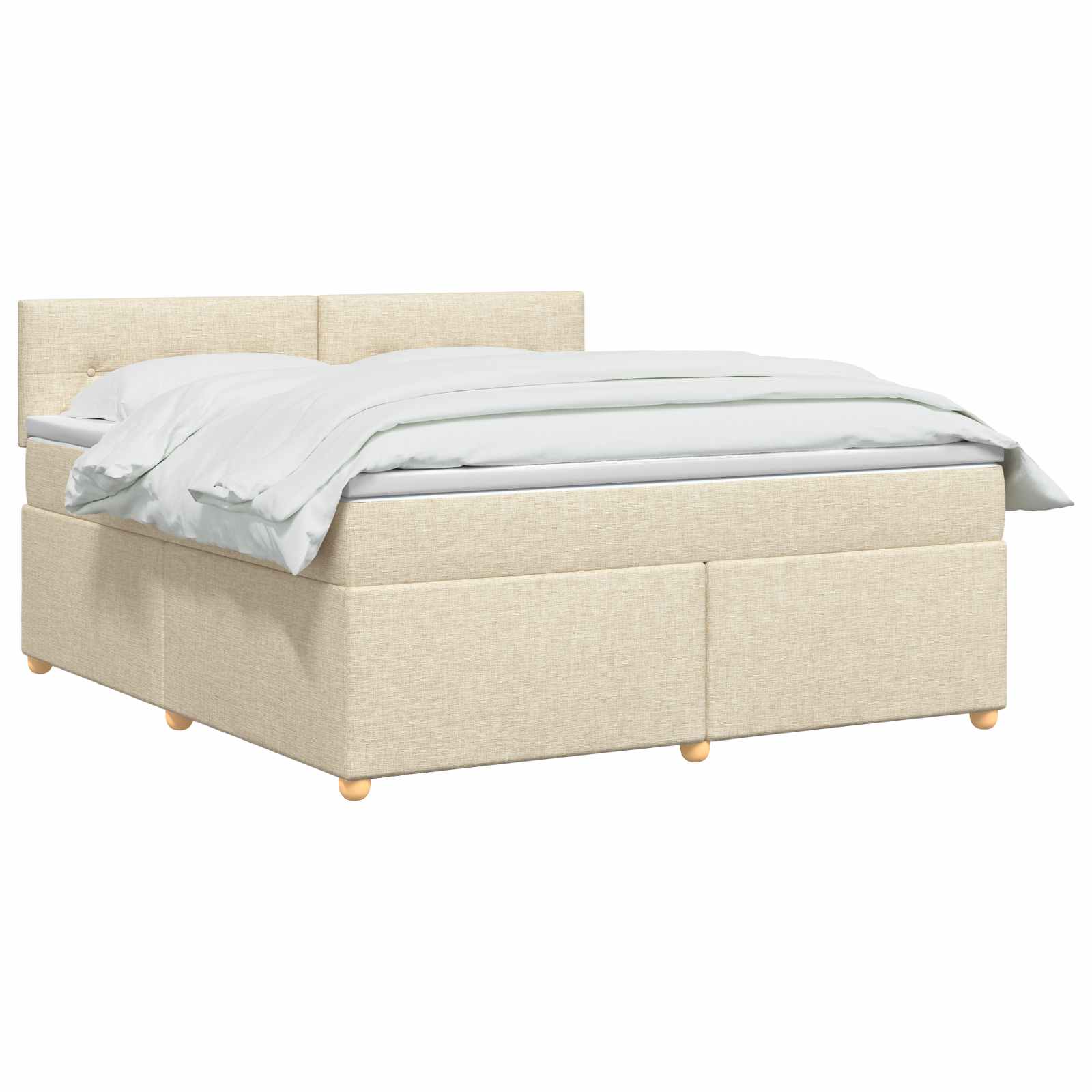 Boxspringbed met matras Crèmekleurig 160 x 200 cm Stof – afbeelding 3