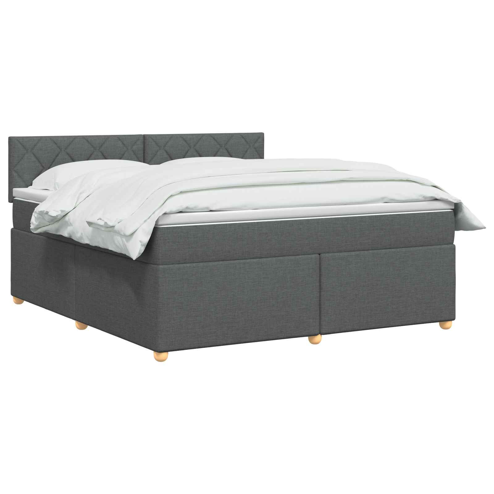 Boxspringbed met matras Donkergrijs 160 x 200 cm Stof – afbeelding 3