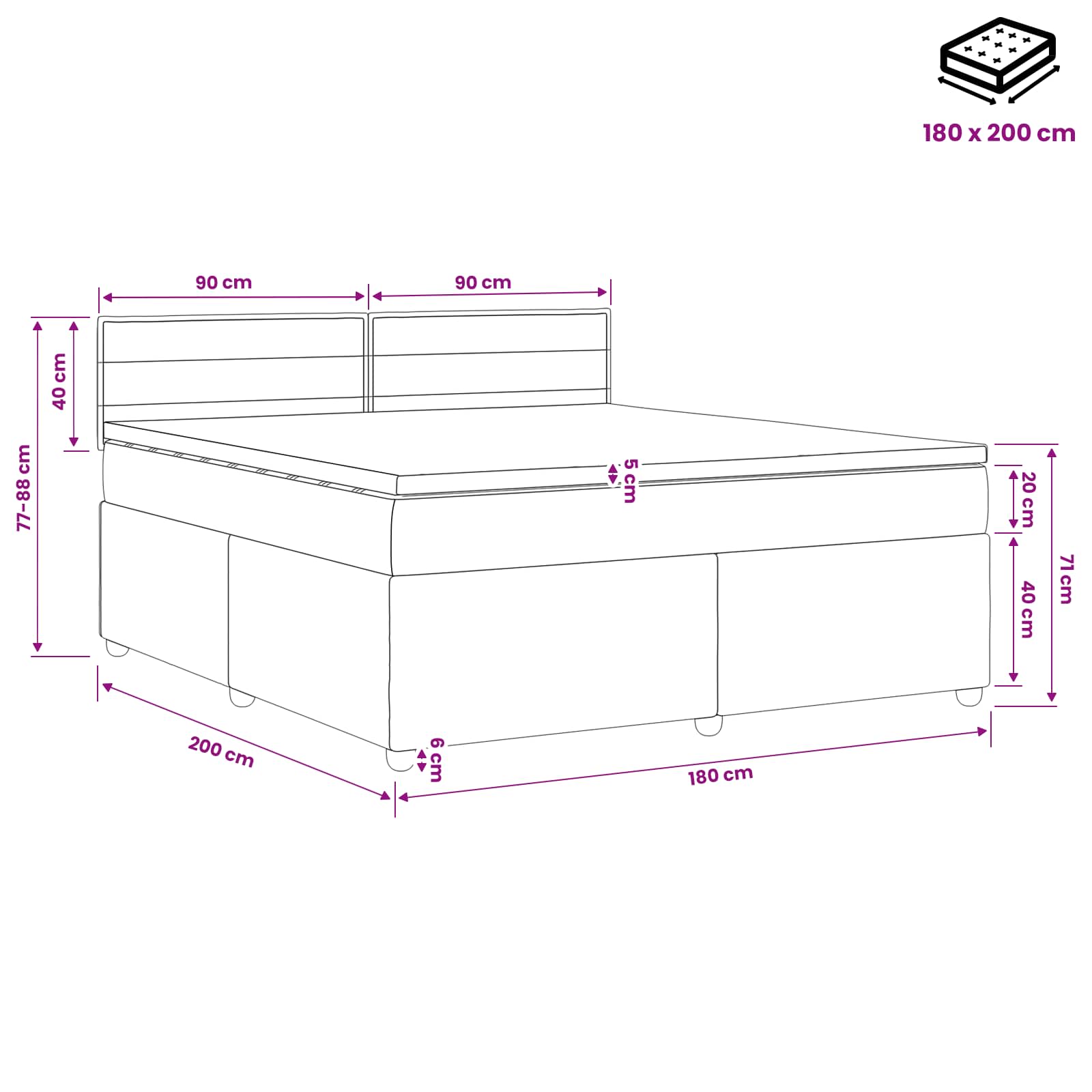 Boxspringbed met matras met hoofdeinde Taupe 180 x 200 cm Stof – afbeelding 12
