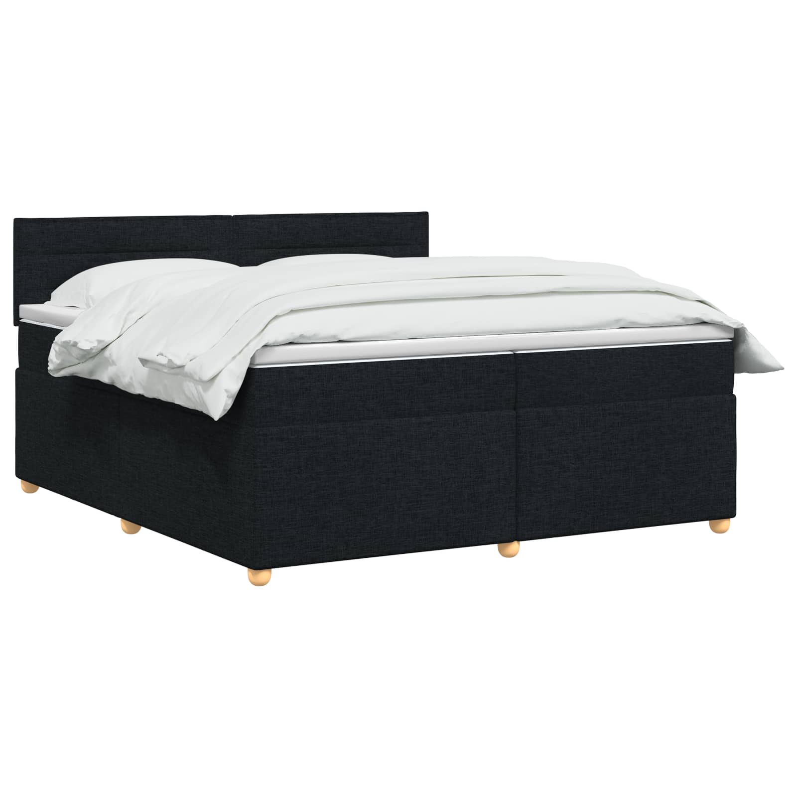 Boxspringbed met matras met hoofdeinde Zwart 200 x 200 cm Stof – afbeelding 3