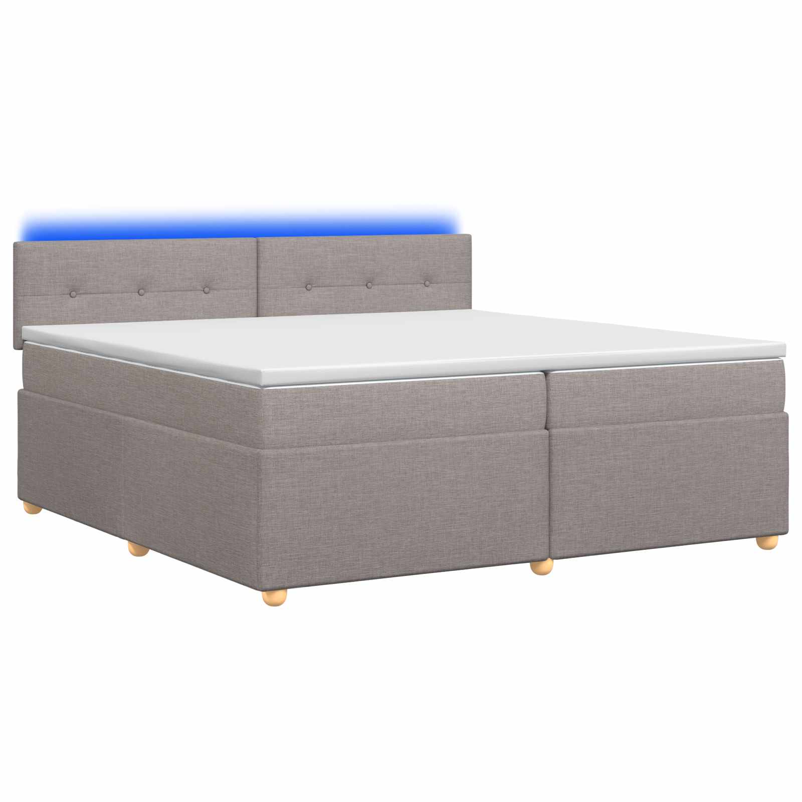 Boxspringbed met matras met hoofdeinde Taupe 200 x 200 cm Stof – afbeelding 2