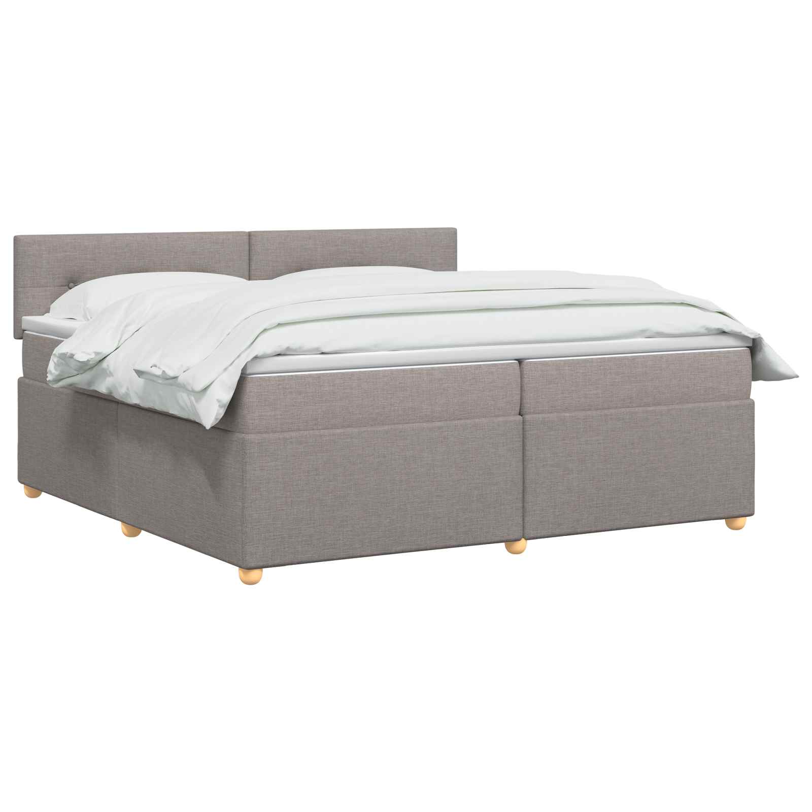 Boxspringbed met matras met hoofdeinde Taupe 200 x 200 cm Stof – afbeelding 3