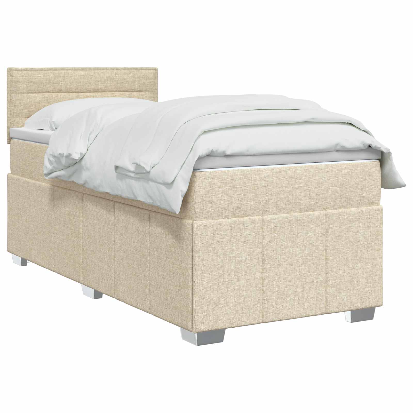 Boxspringbed met matras Crèmekleurig 90 x 200 cm Stof – afbeelding 2