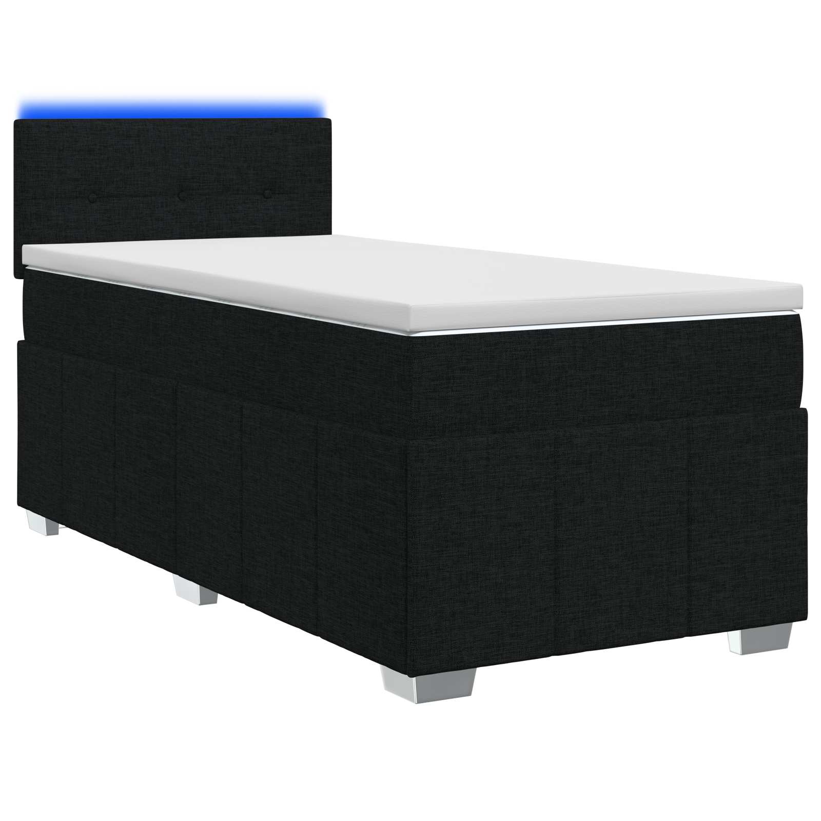 Boxspringbed met matras met hoofdeinde Zwart 90 x 200 cm Stof – afbeelding 1