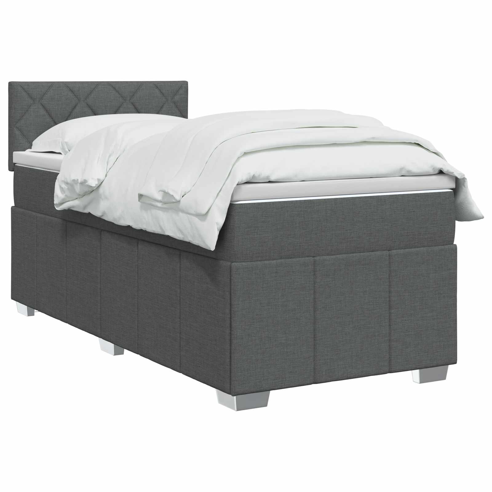 Boxspringbed met matras Donkergrijs 90 x 200 cm Stof – afbeelding 2