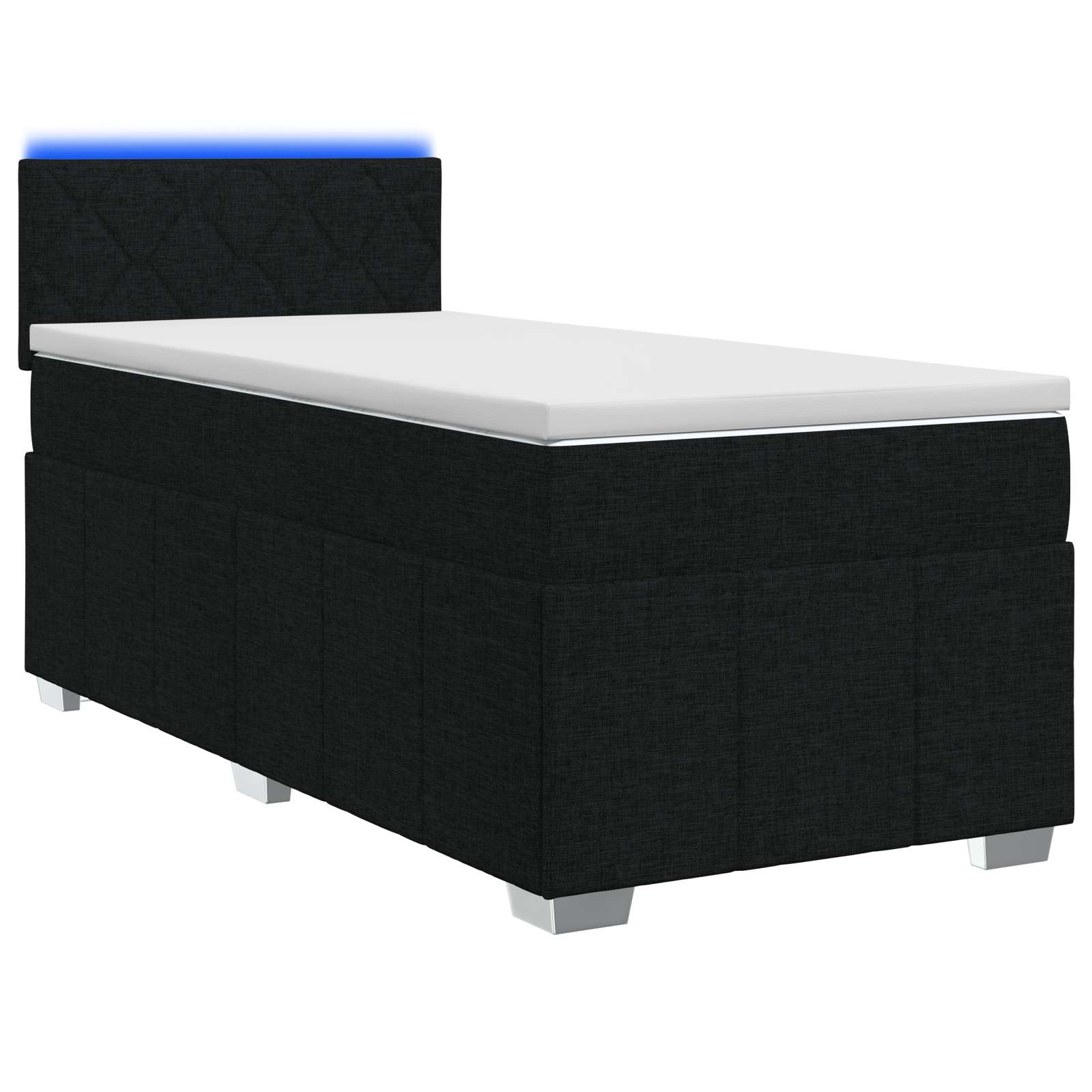 Boxspringbed met matras met hoofdeinde Zwart 90 x 200 cm Stof – afbeelding 1