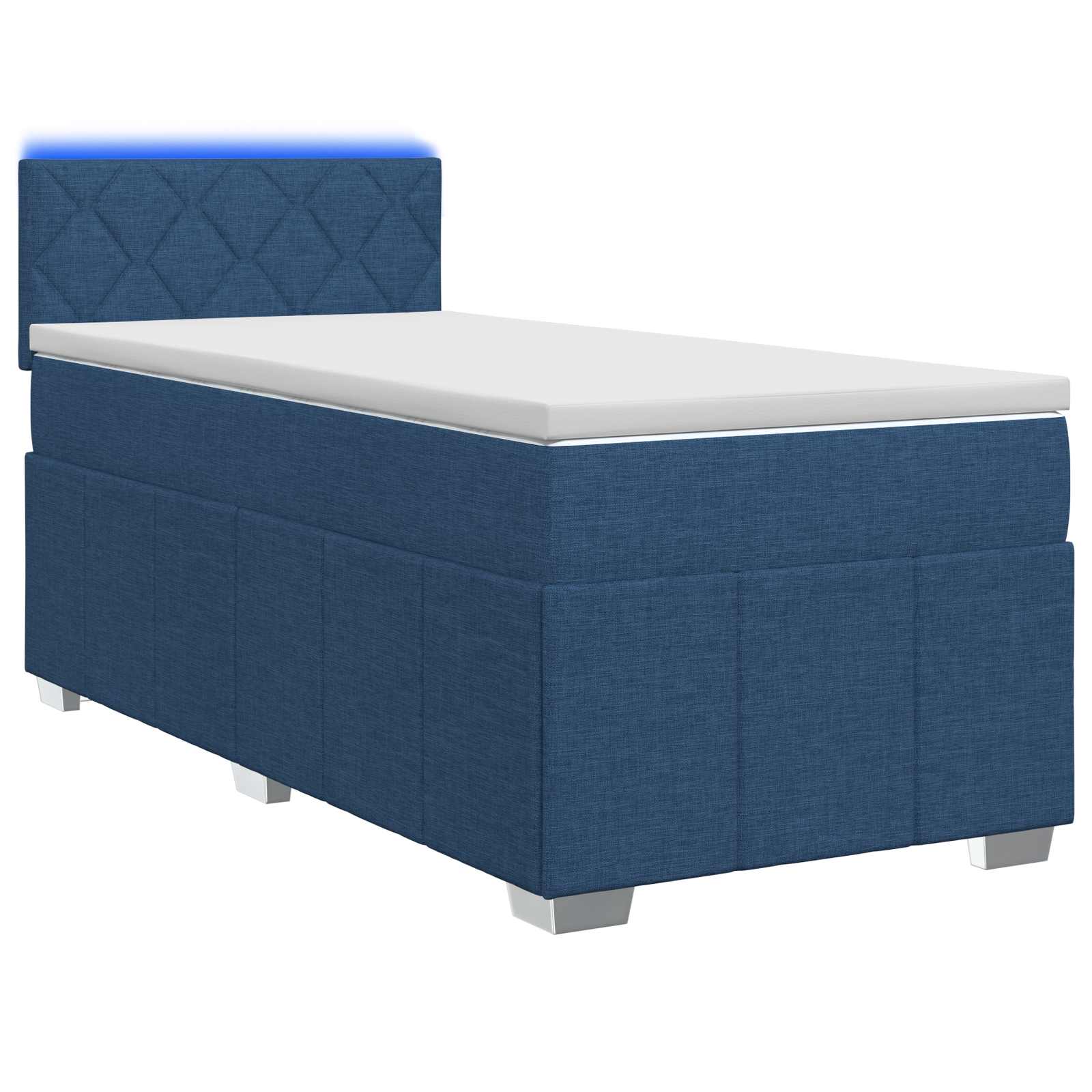 Boxspringbed met matras met hoofdeinde Blauw 90 x 200 cm Stof – afbeelding 1