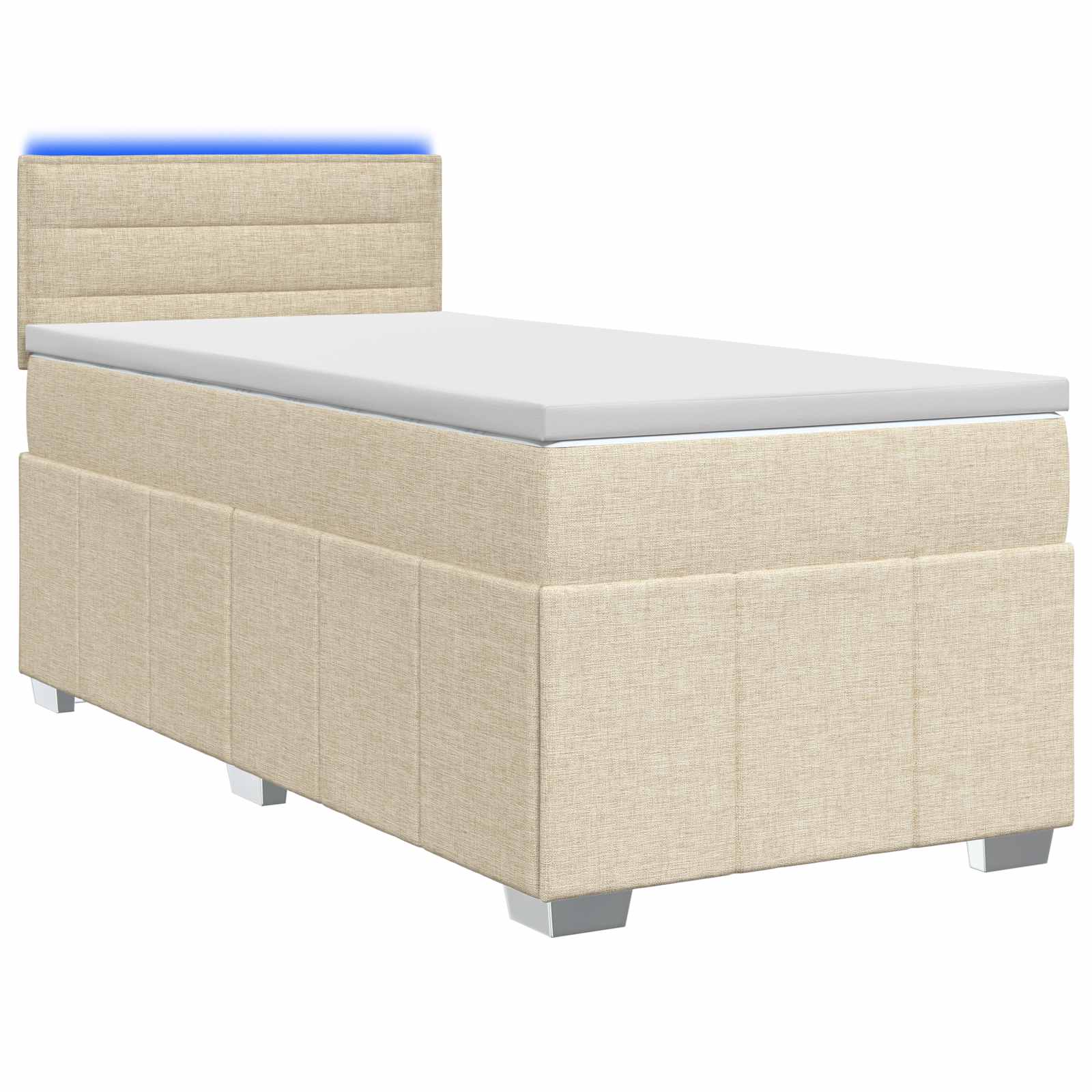 Boxspringbed met matras Crèmekleurig 100 x 200 cm Stof – afbeelding 1