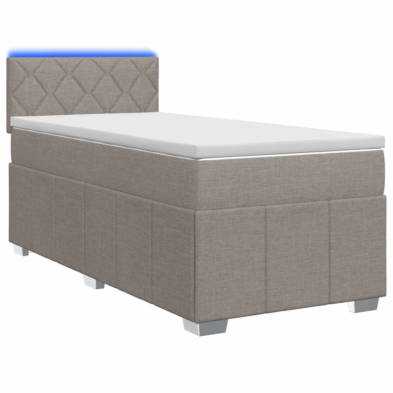 Boxspringbed met matras met hoofdeinde Taupe 100 x 200 cm Stof – afbeelding 1