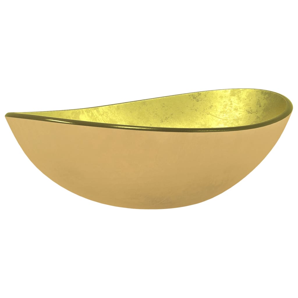 Wasbak 54,5x35x15,5 cm gehard glas goudkleurig – afbeelding 2